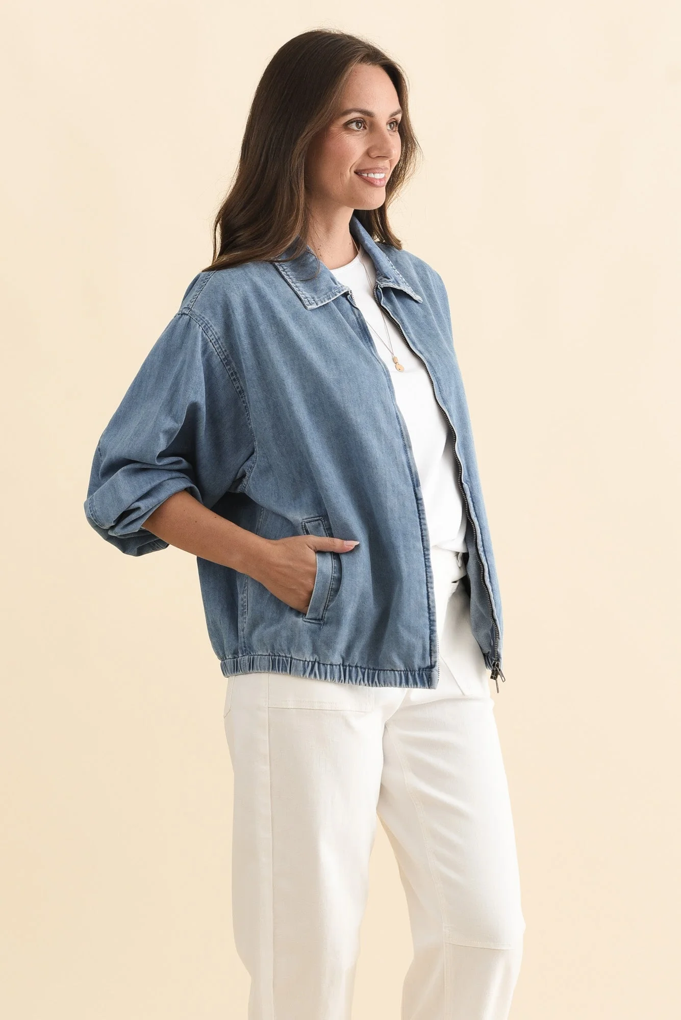 Callie Blue Denim Bomber Jacket - Image 4