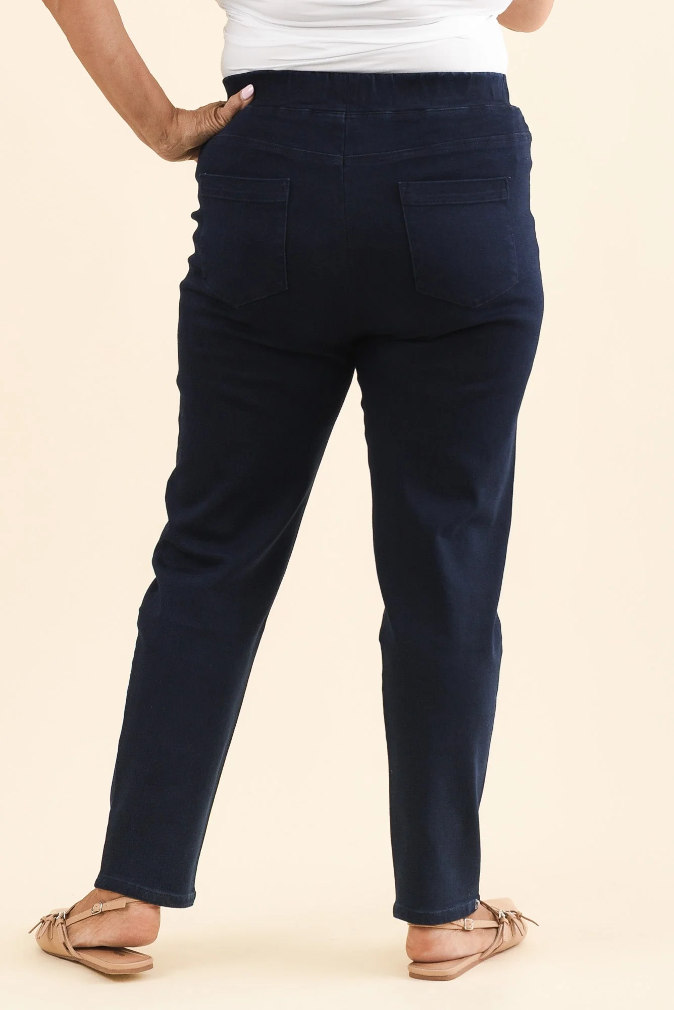 Callie Navy Cotton Stretch Pants - Image 11