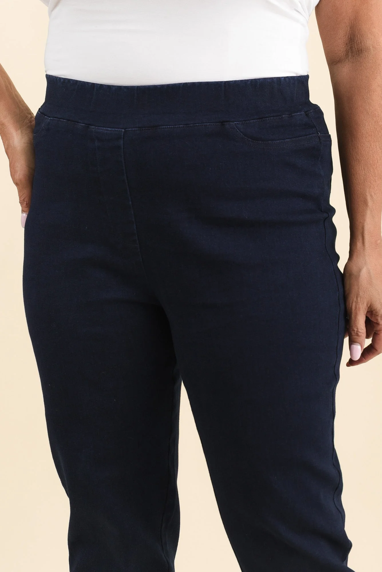 Callie Navy Cotton Stretch Pants - Image 12