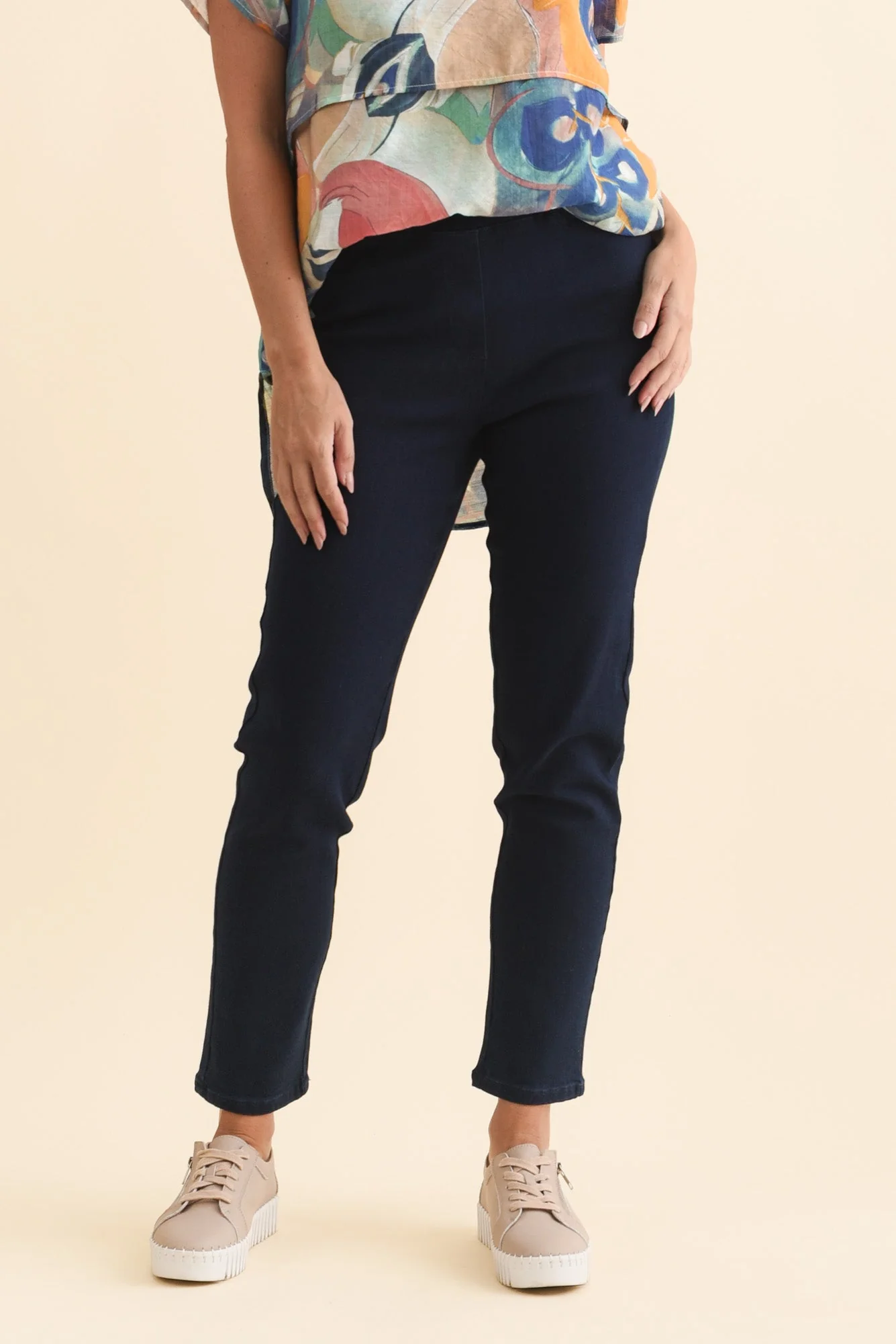 Callie Navy Cotton Stretch Pants - Image 2