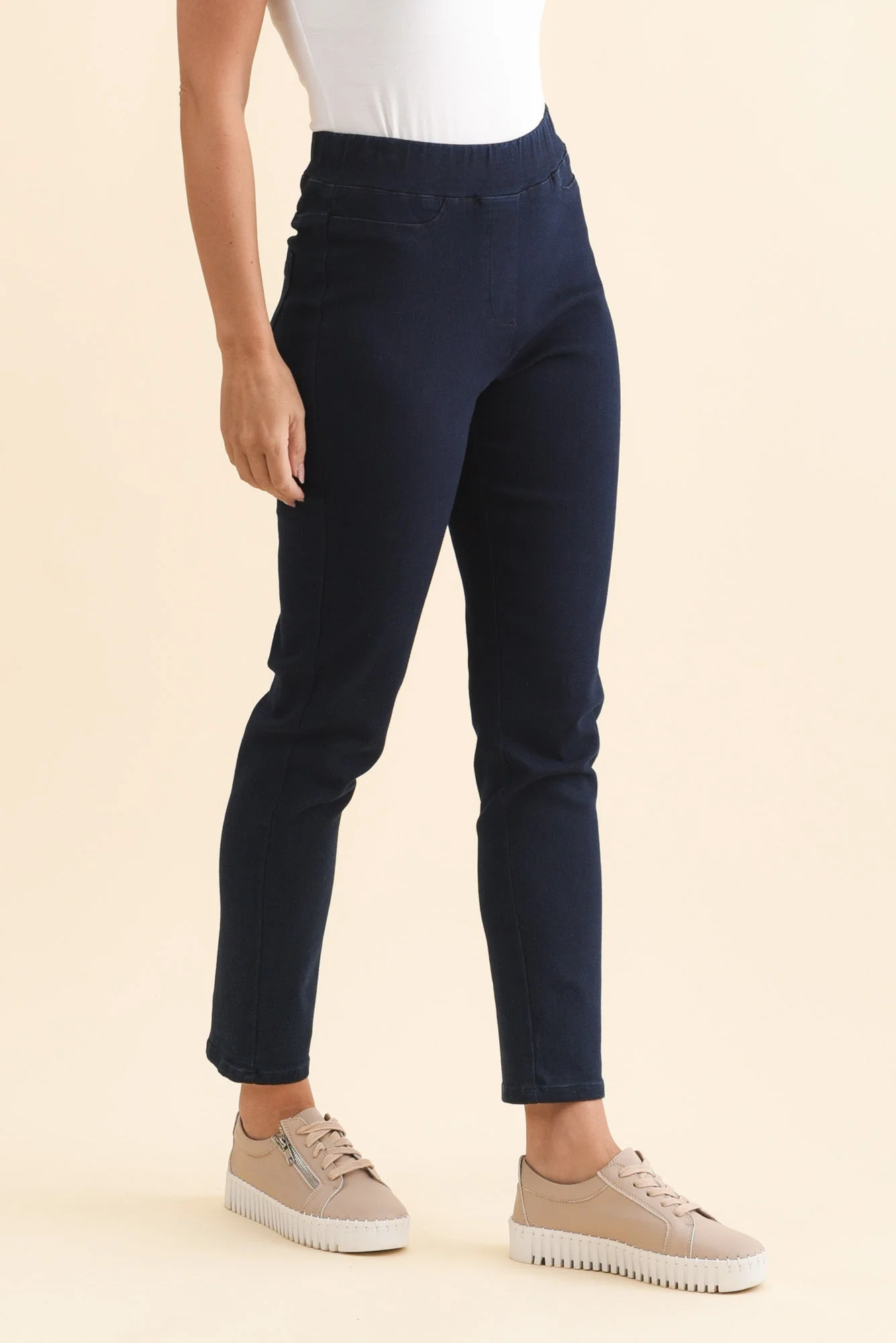 Callie Navy Cotton Stretch Pants - Image 4