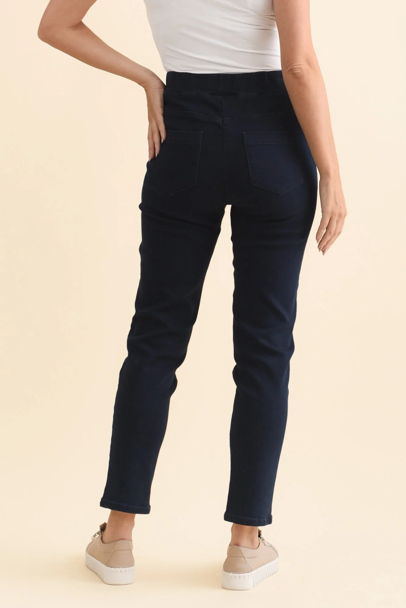 Callie Navy Cotton Stretch Pants - Image 5