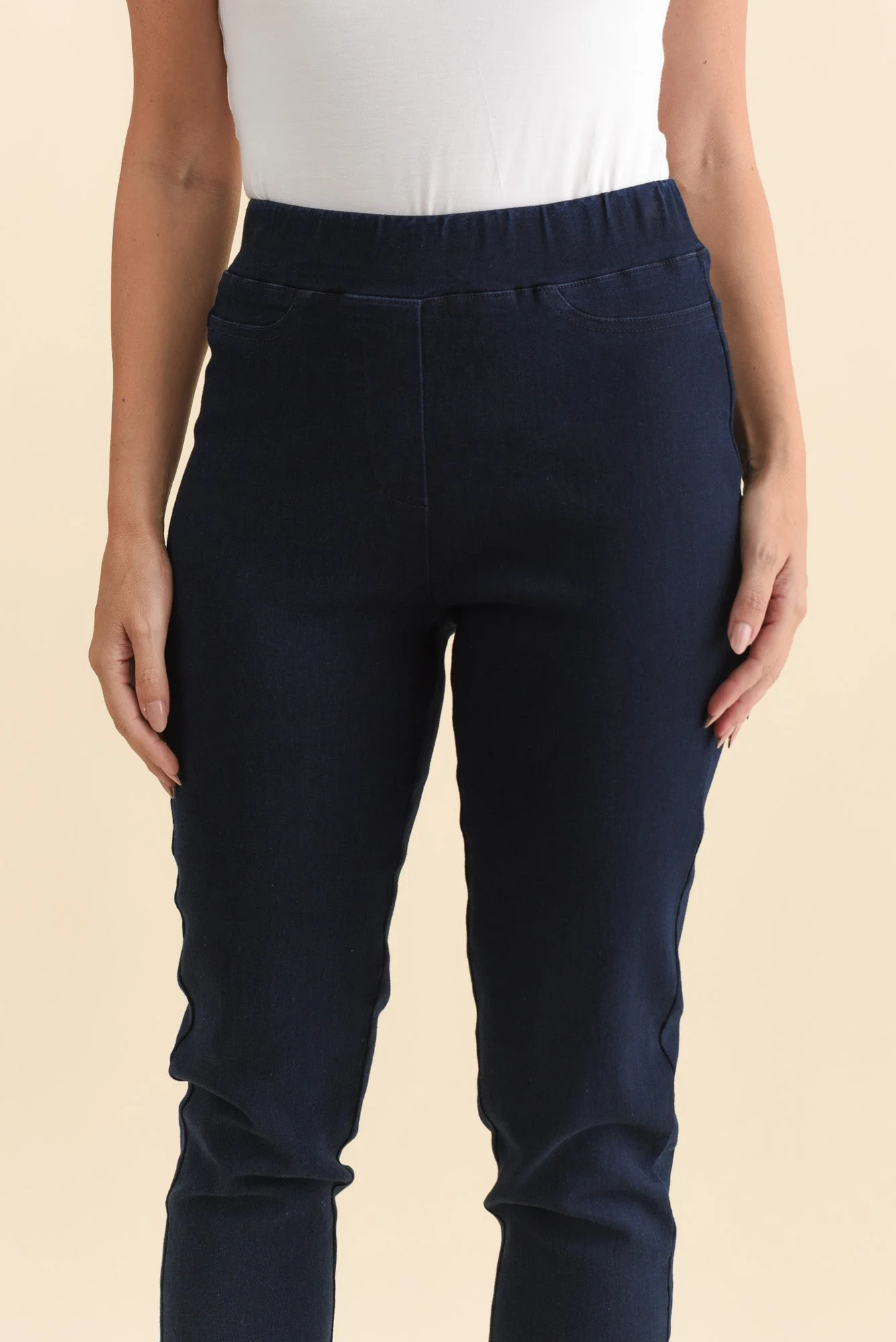 Callie Navy Cotton Stretch Pants - Image 6