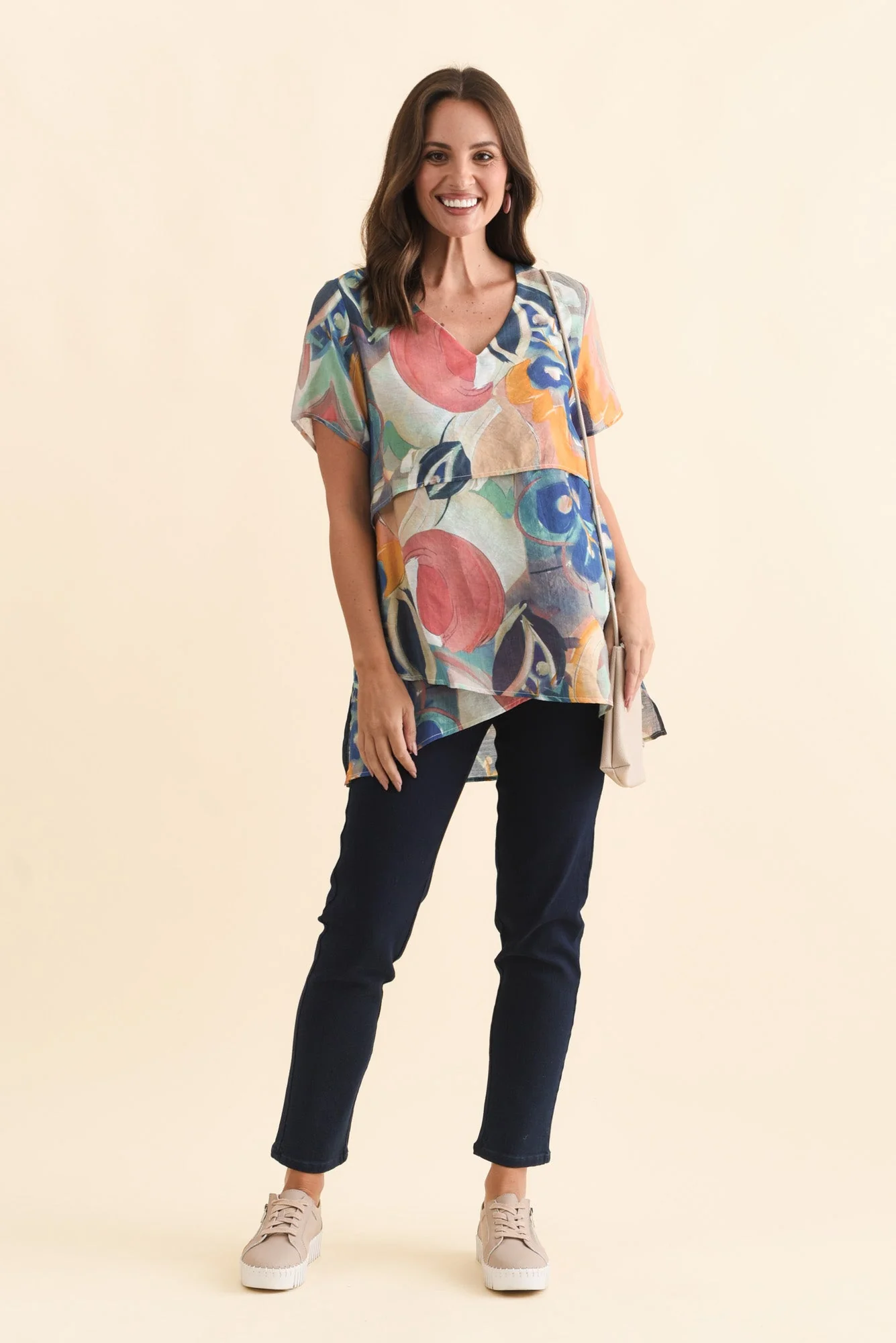 Callie Navy Cotton Stretch Pants - Image 7