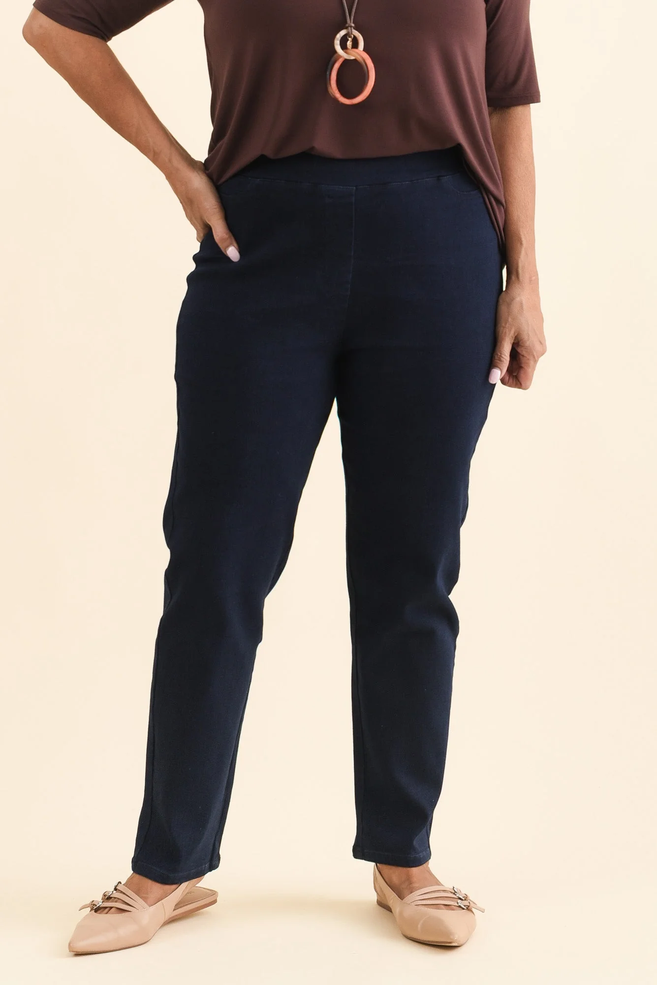 Callie Navy Cotton Stretch Pants - Image 8