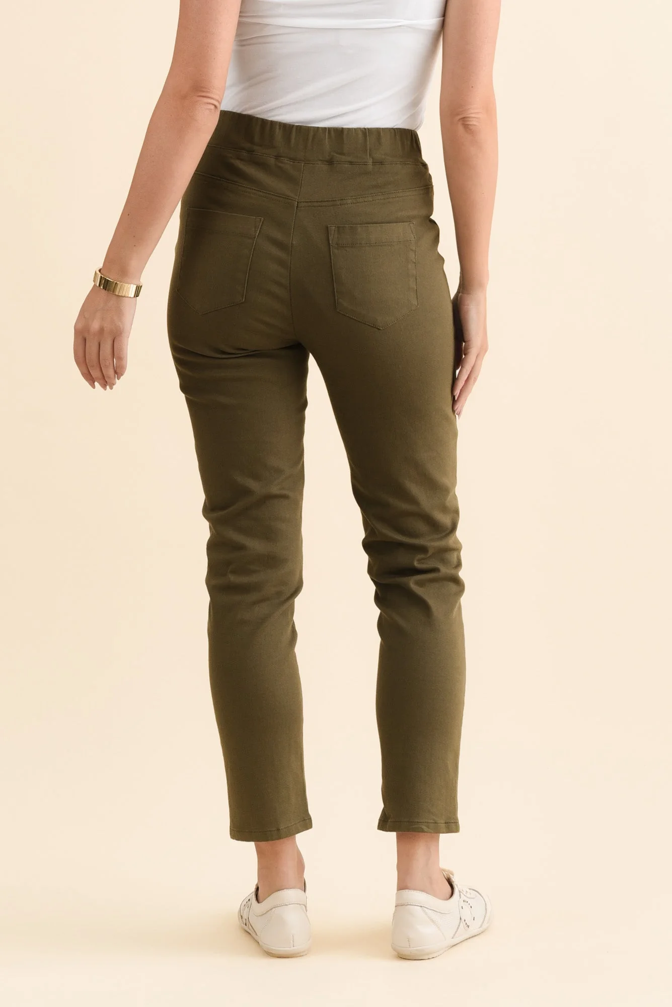 Callie Olive Cotton Stretch Pants - Image 5