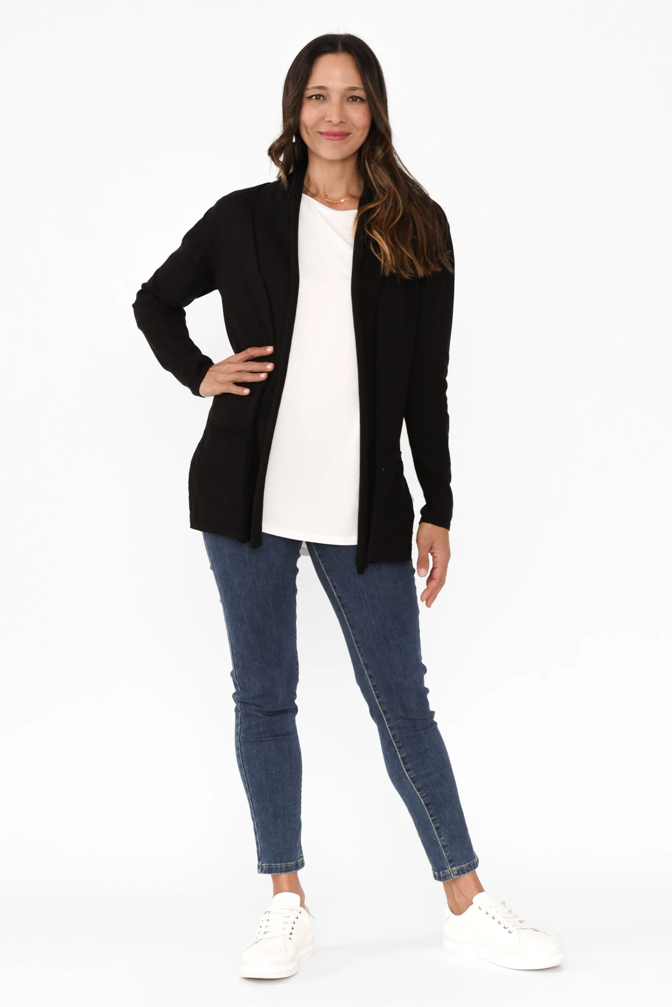 Cally Black Cotton Pocket Cardigan - Image 2