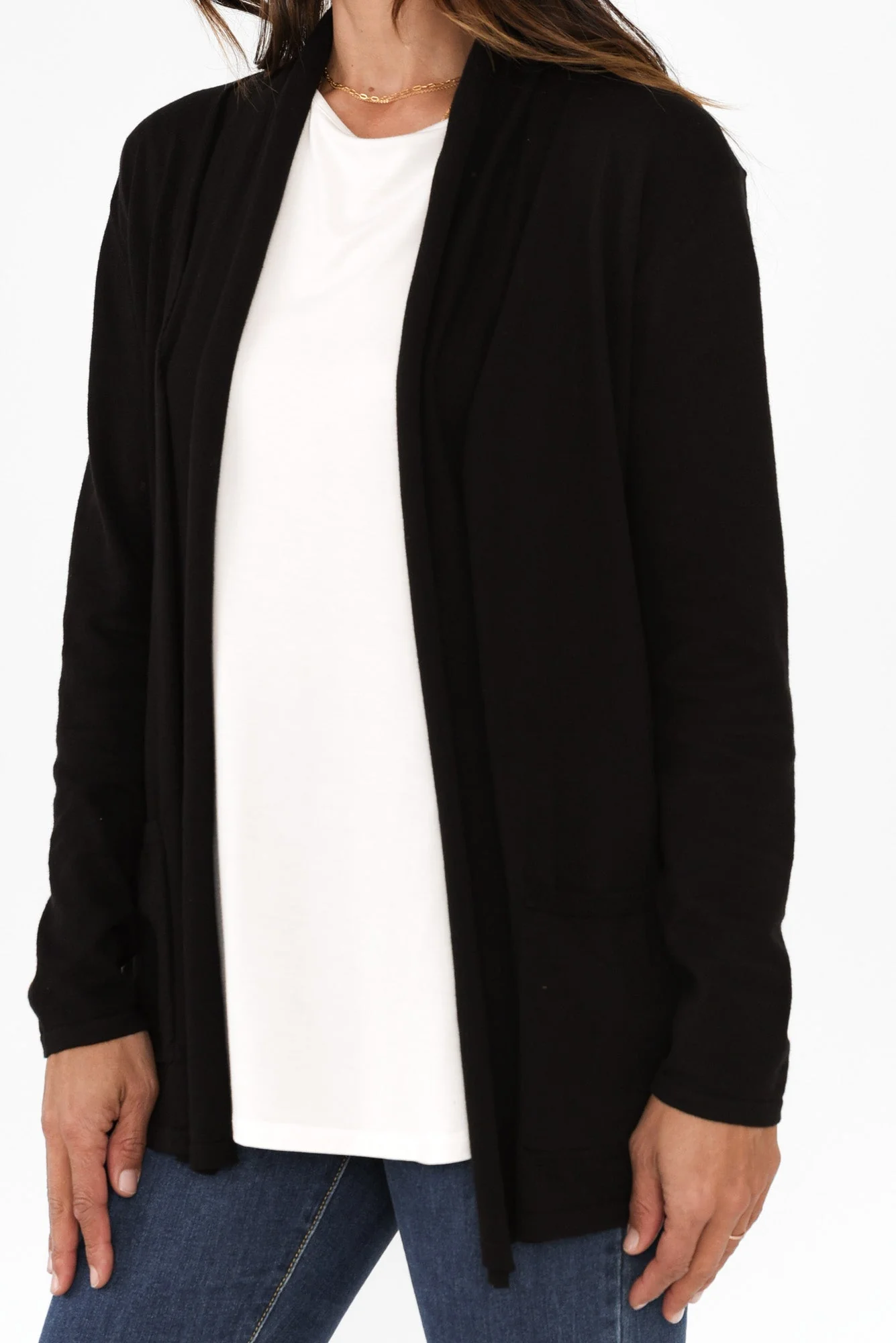 Cally Black Cotton Pocket Cardigan - Image 5