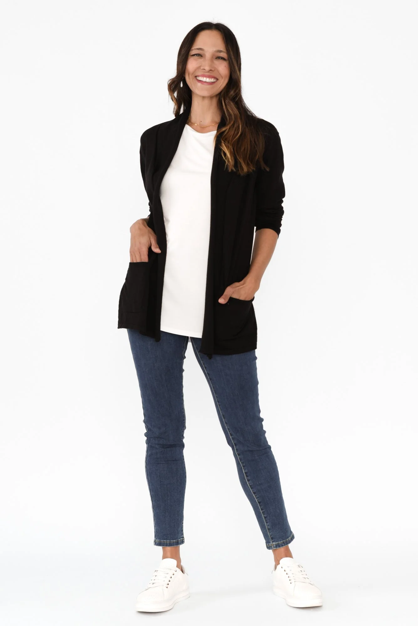 Cally Black Cotton Pocket Cardigan - Image 6