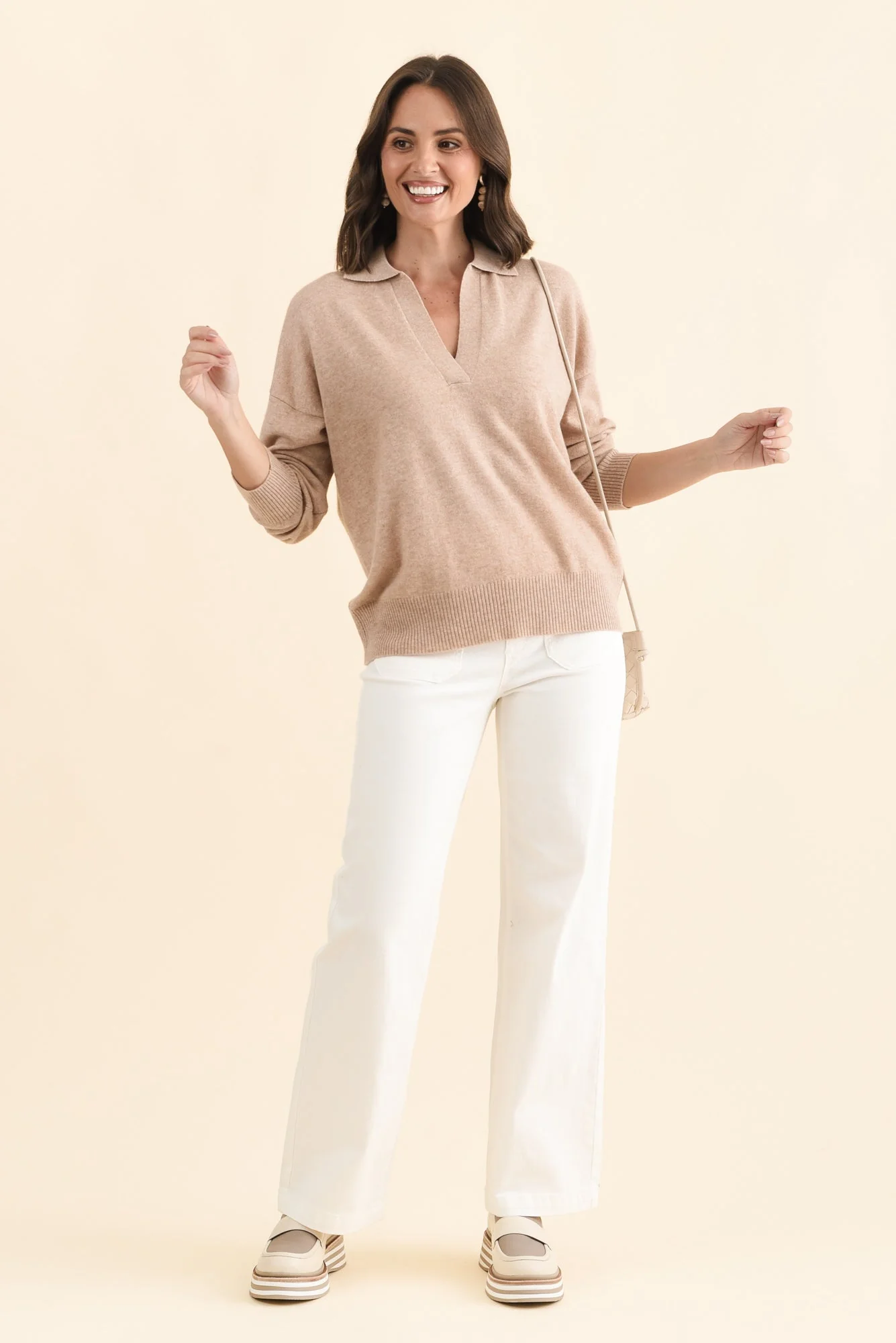 Camila Beige Wool Cashmere Jumper - Image 6