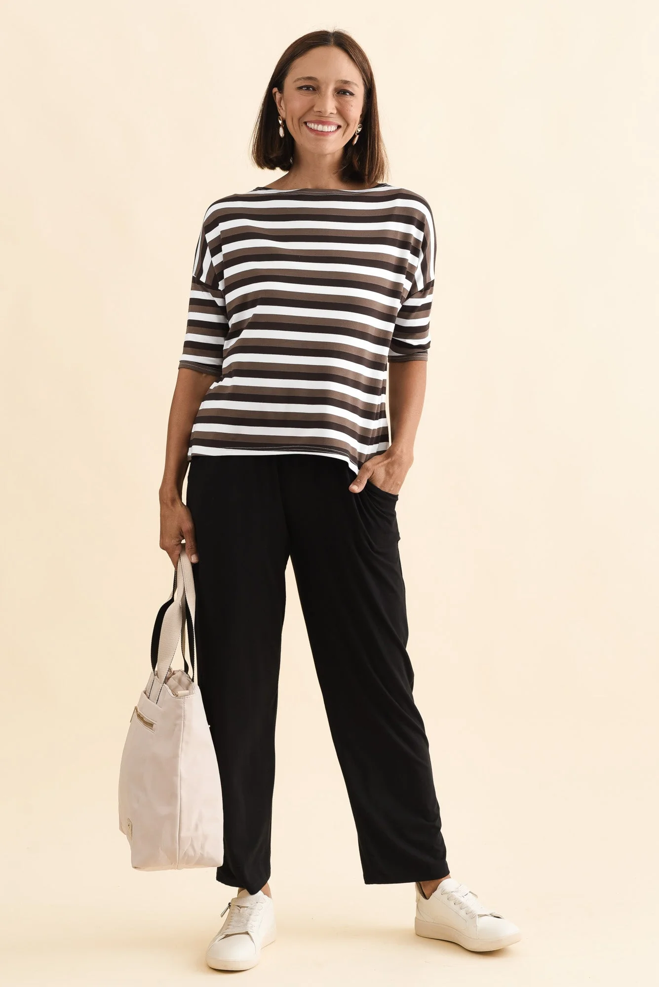Camila Brown Stripe Bamboo Top - Image 3