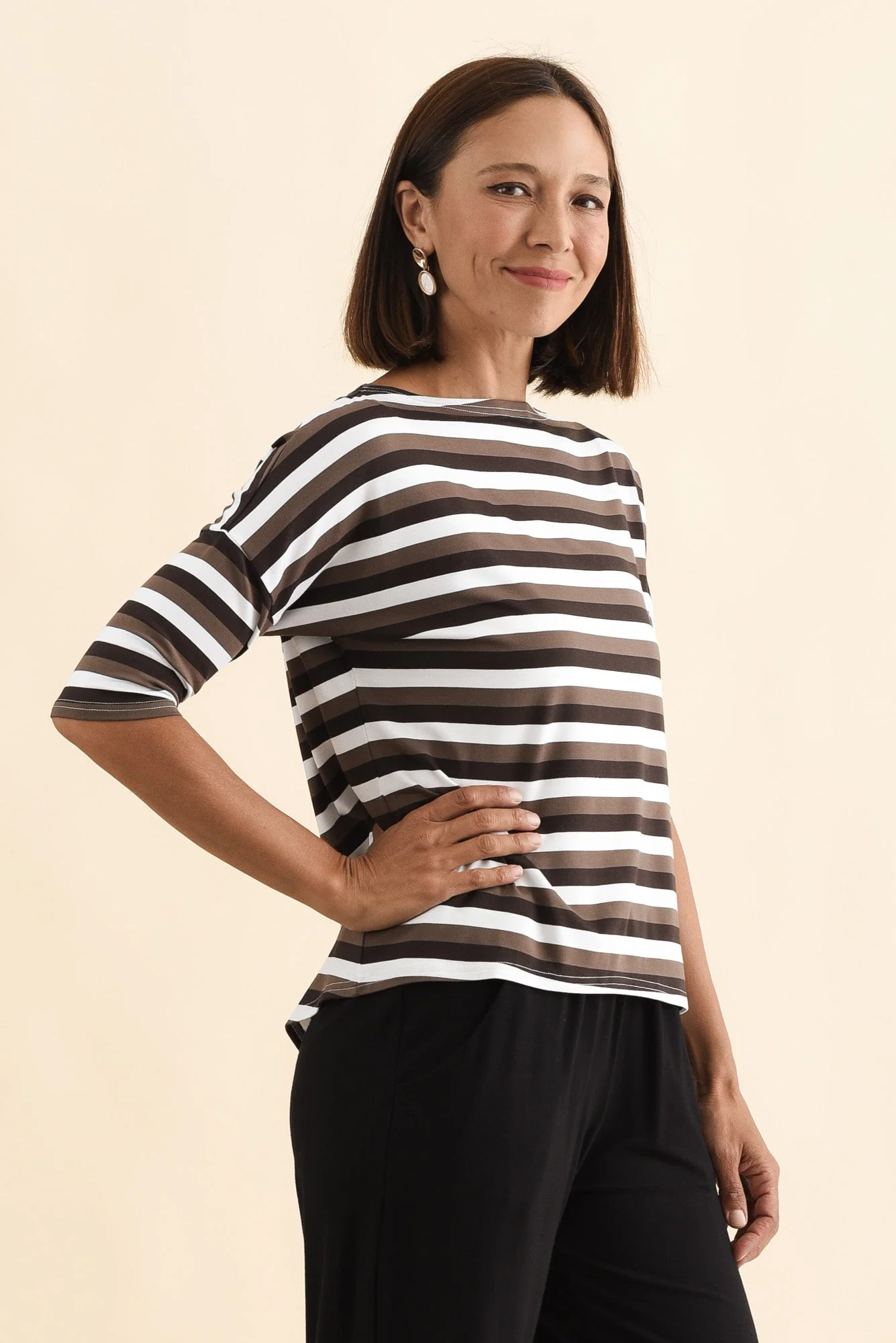 Camila Brown Stripe Bamboo Top - Image 4