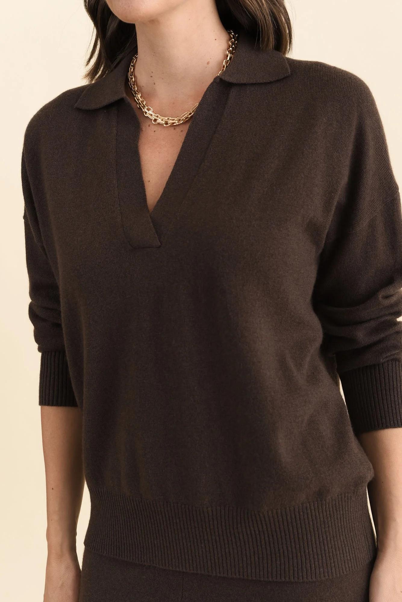 Camila Chocolate Wool Cashmere Jumper - Image 5
