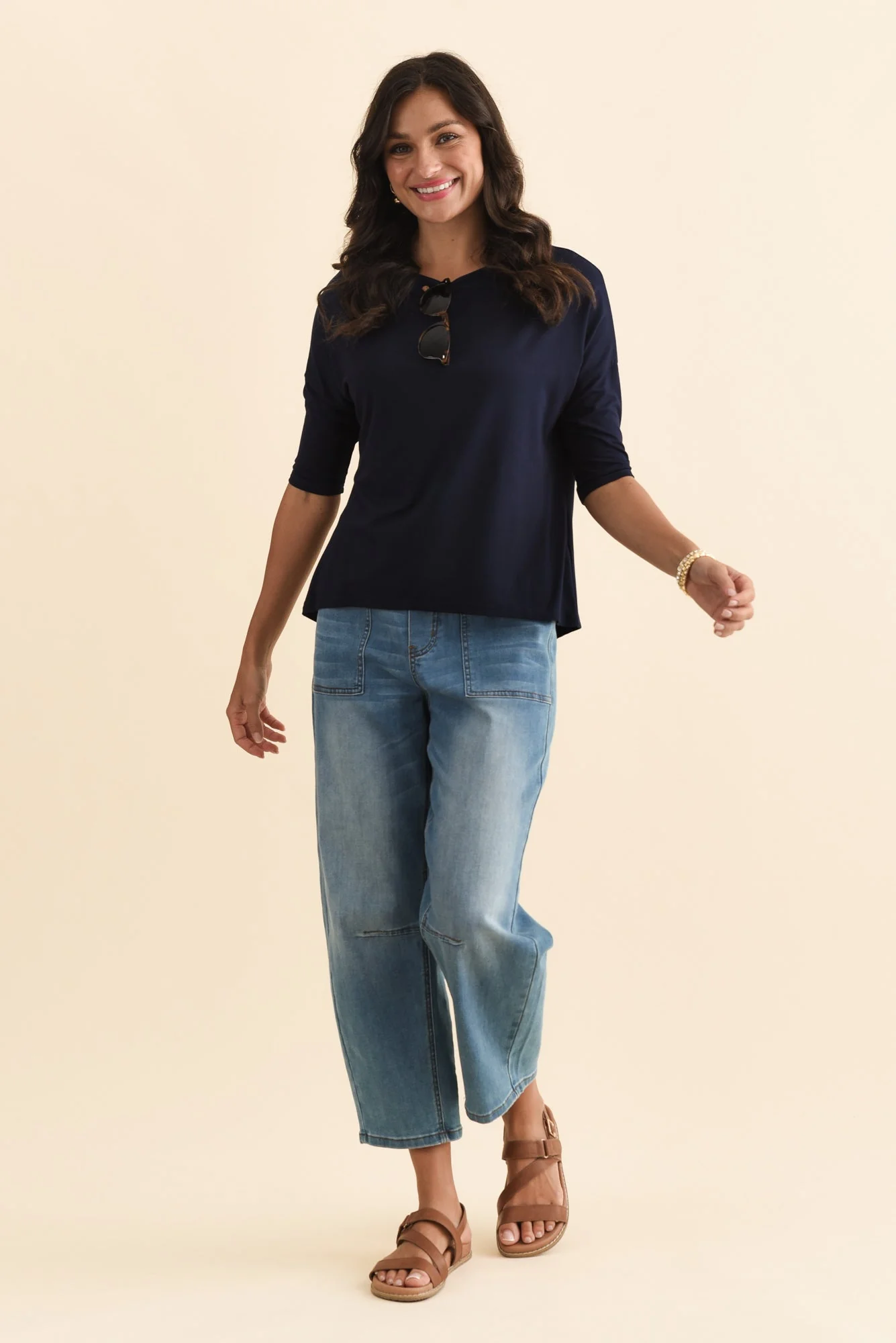 Camila Navy Bamboo Top - Image 3