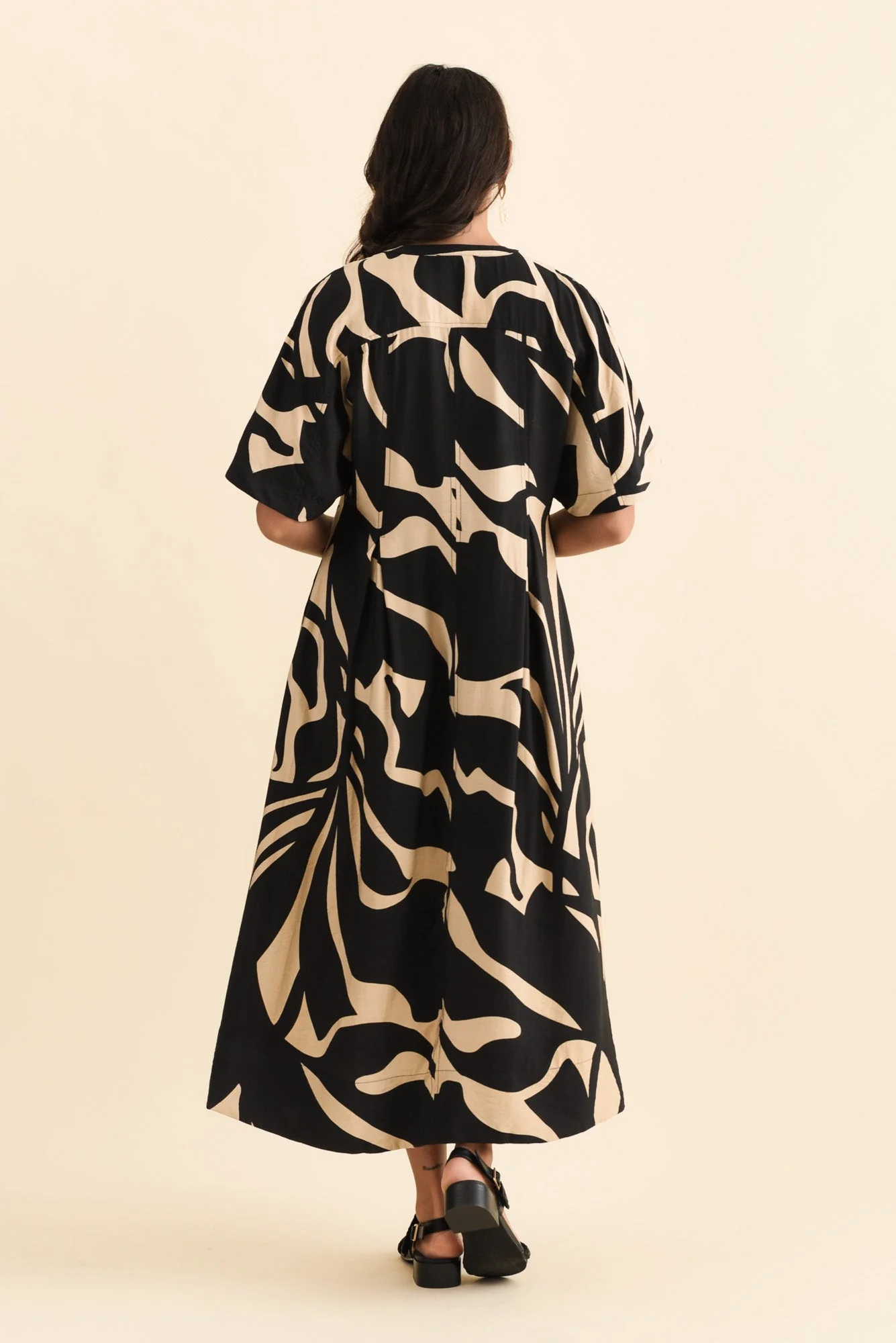 Camille Black Abstract Button Dress - Image 4