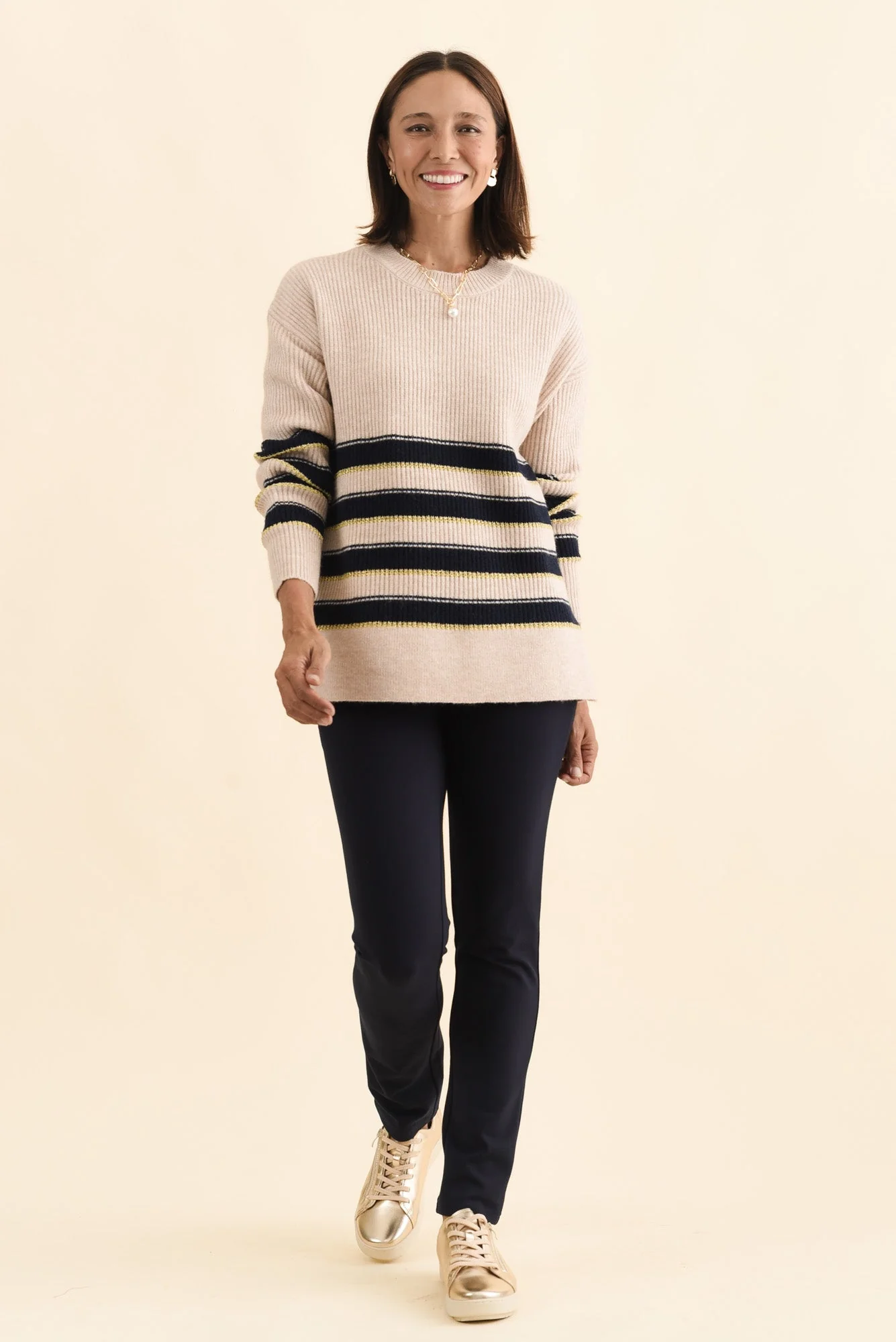 Camryn Cream Stripe Knit Jumper - Image 2