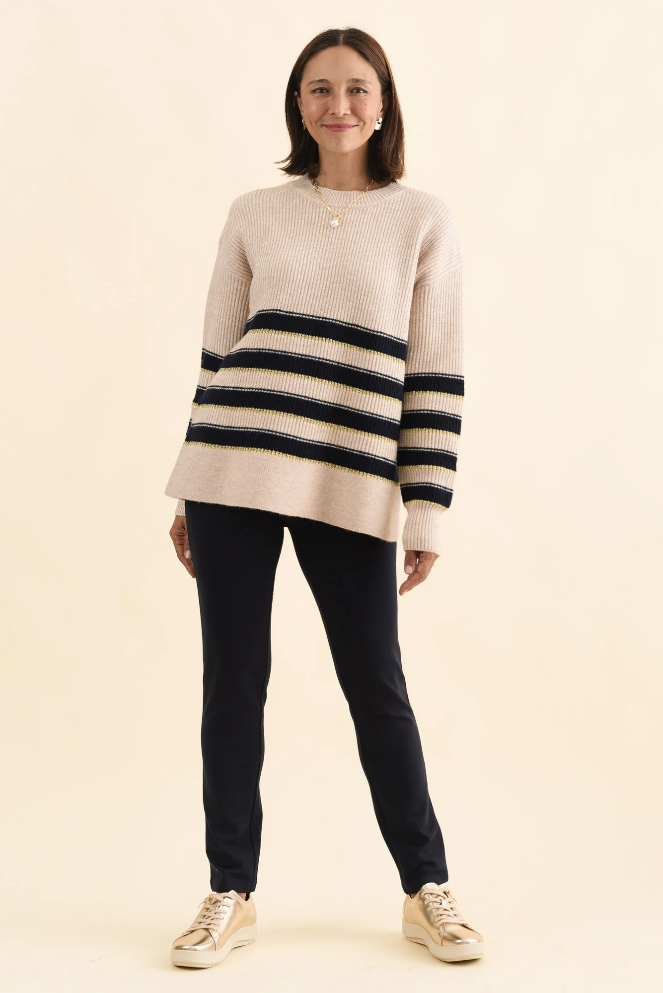 Camryn Cream Stripe Knit Jumper - Image 6