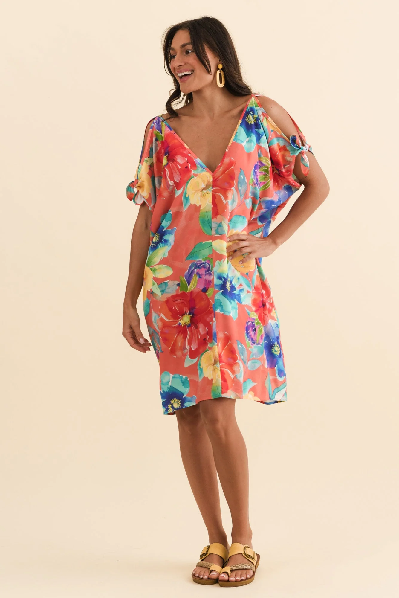 Candice Coral Bloom Cold Shoulder Kaftan - Image 6