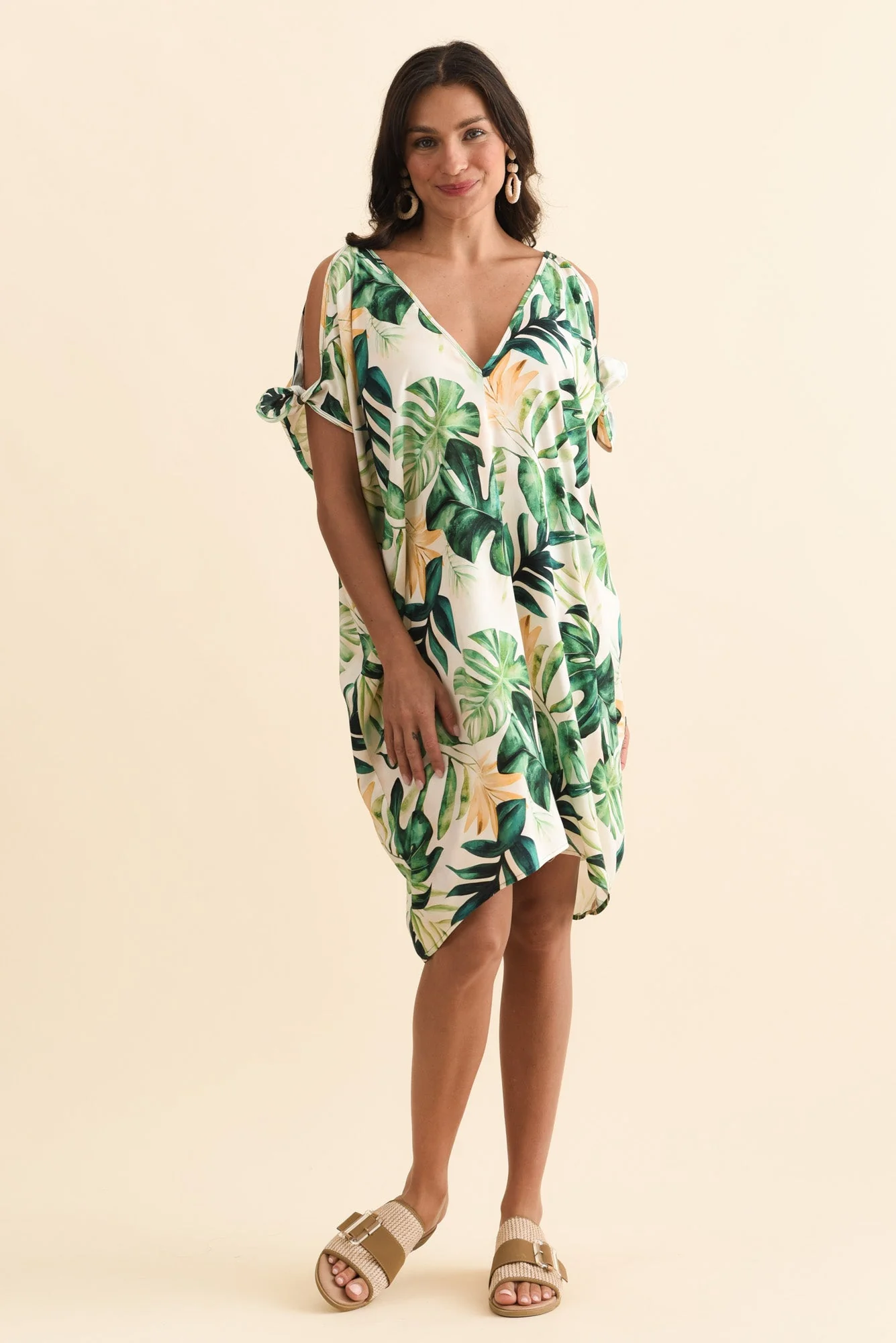 Candice Green Leaf Cold Shoulder Kaftan - Image 2