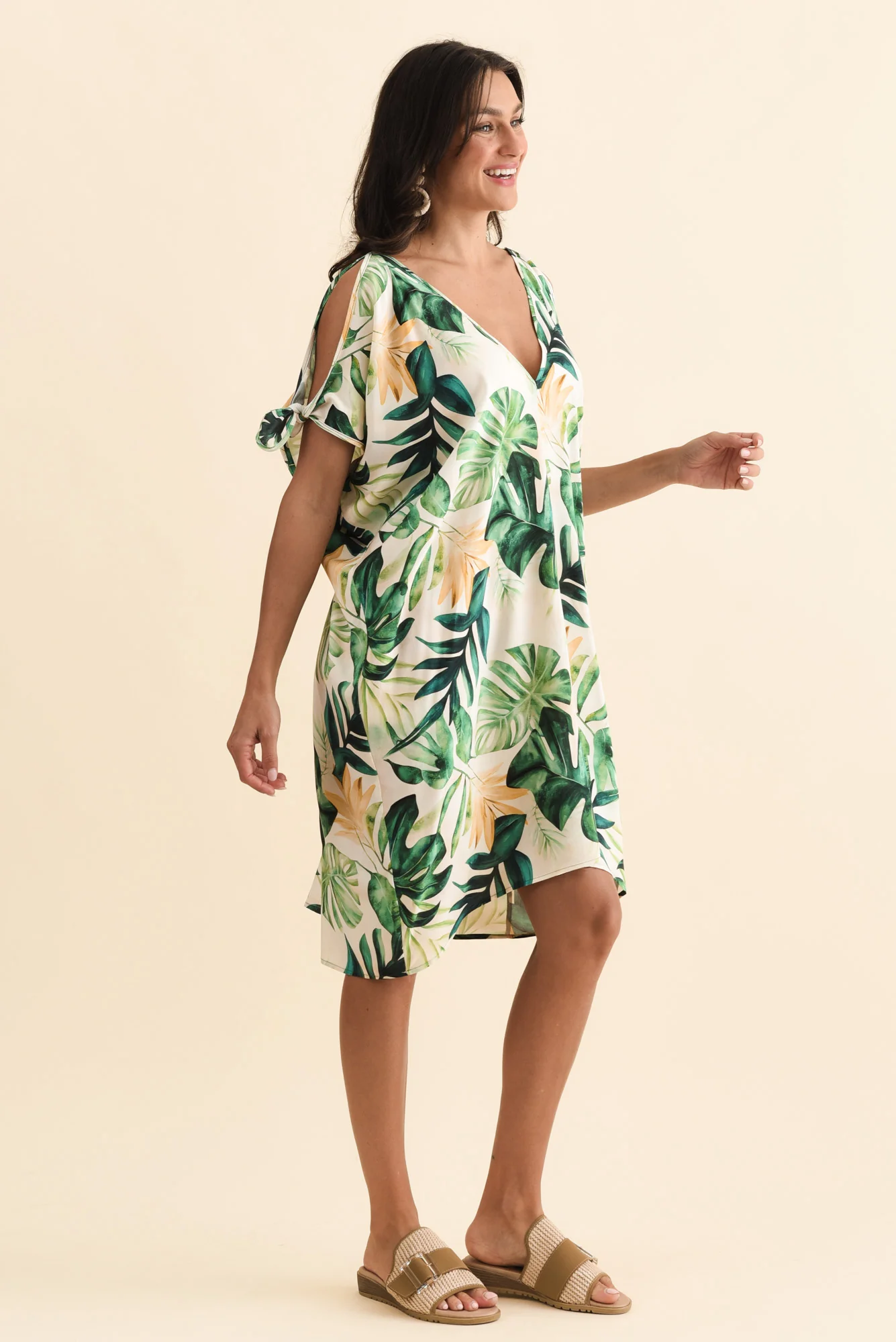 Candice Green Leaf Cold Shoulder Kaftan - Image 3