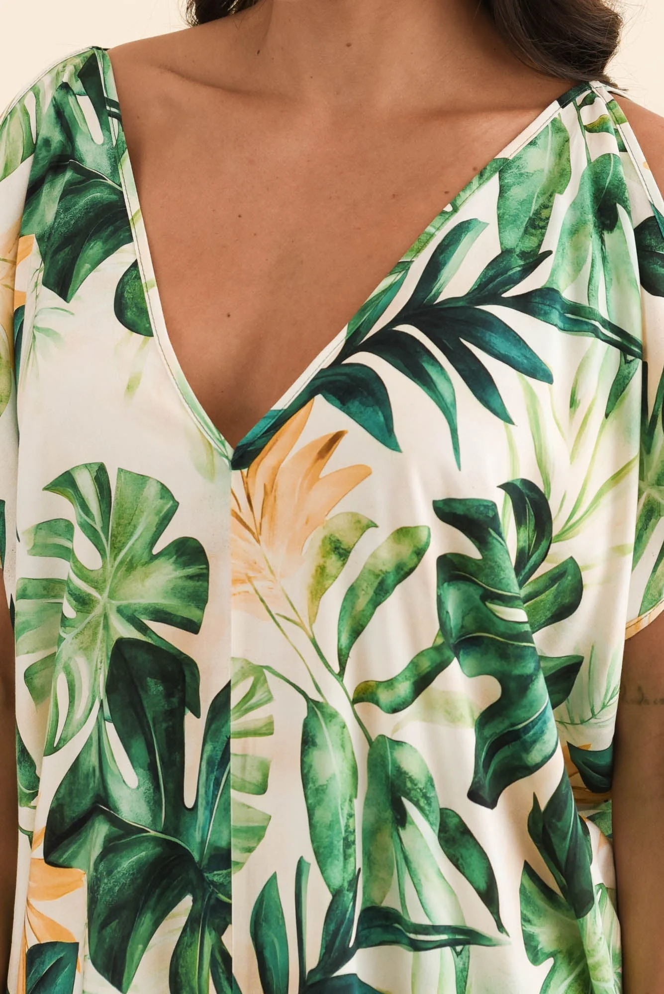 Candice Green Leaf Cold Shoulder Kaftan - Image 5