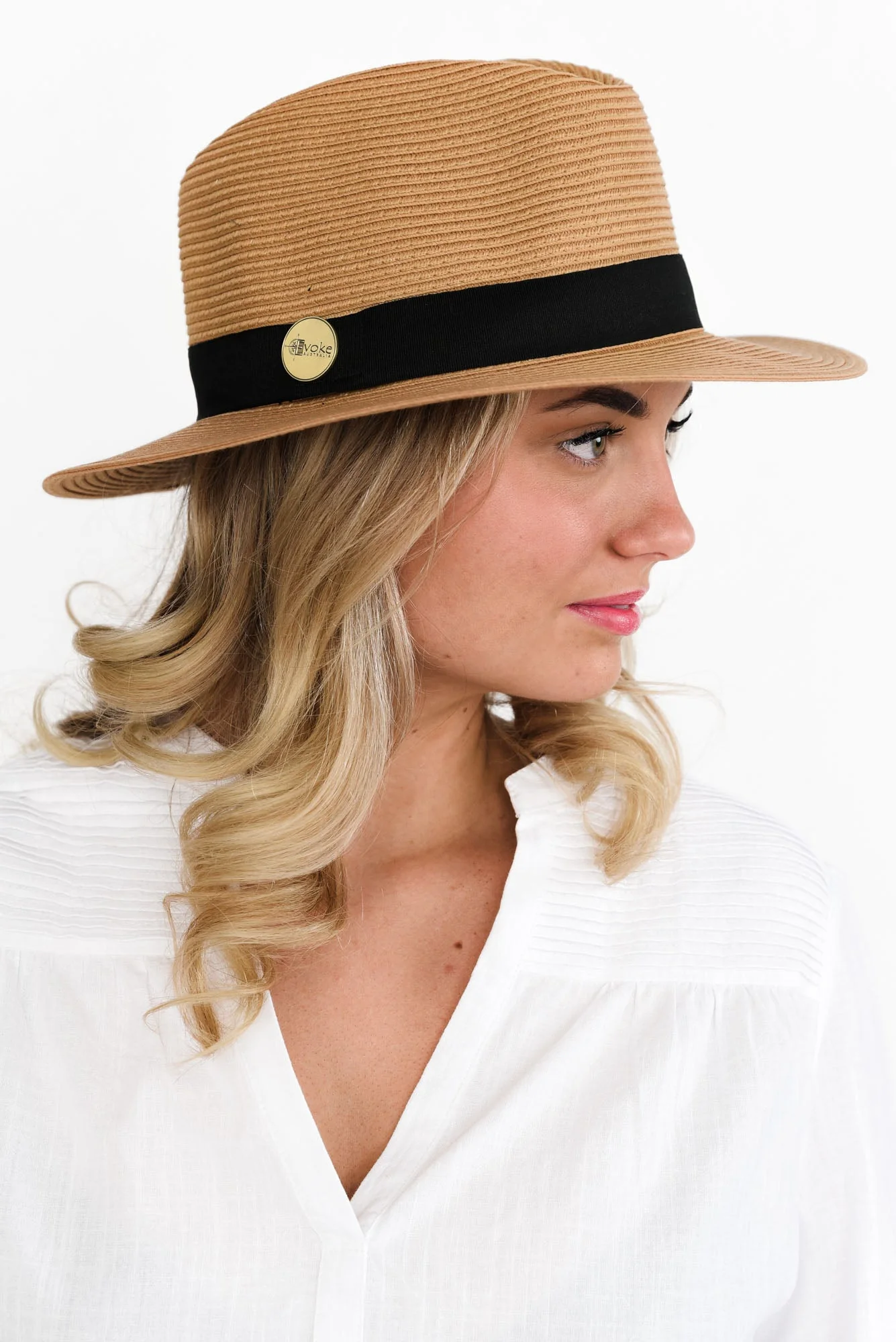Caramel Wide Brim Travel Fedora - Image 2
