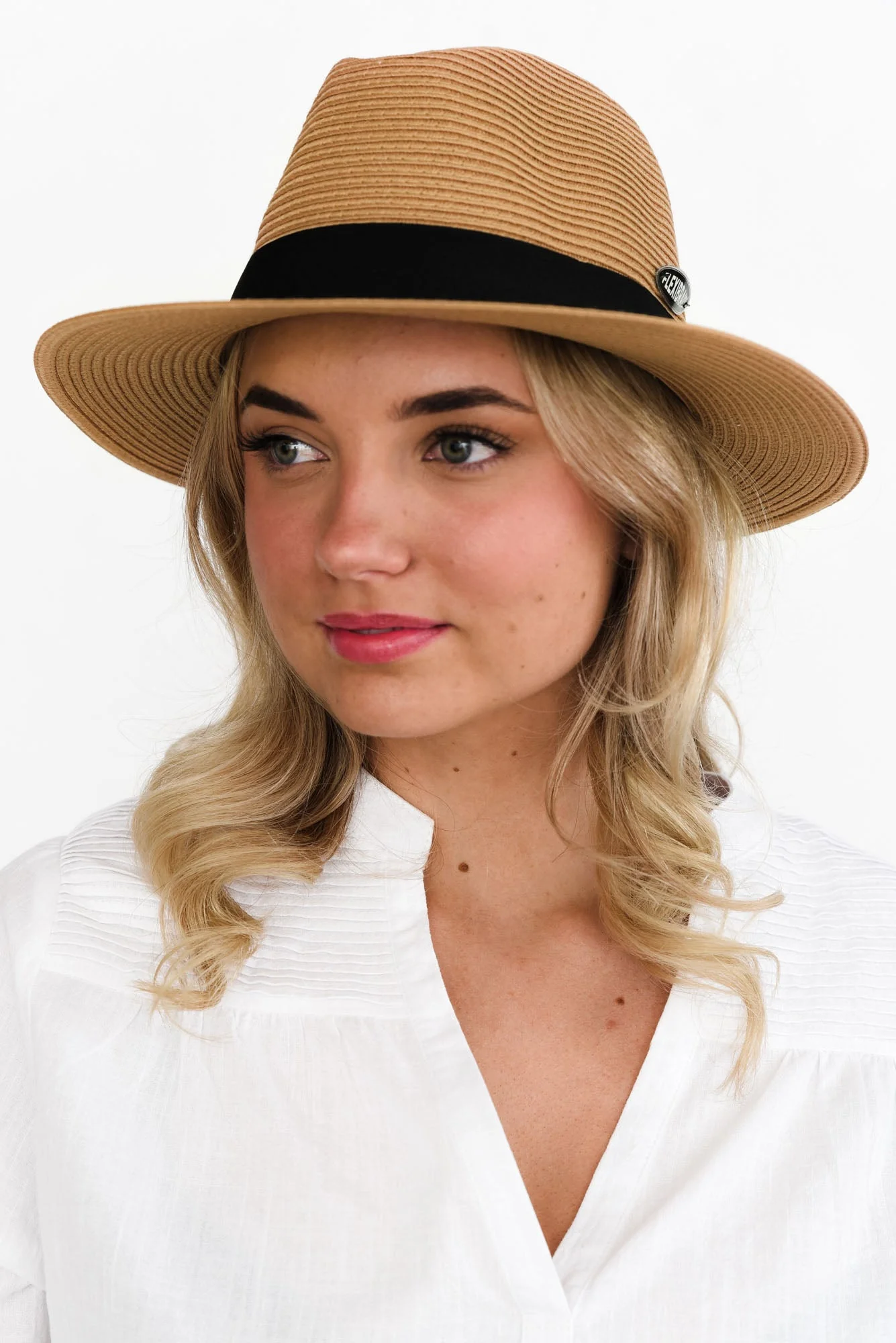 Caramel Wide Brim Travel Fedora - Image 5
