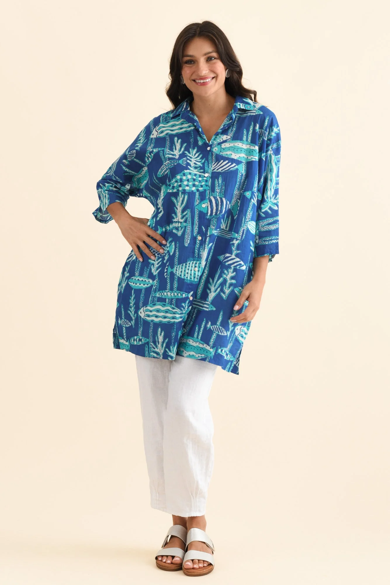 Carden Cobalt Sea Cotton Tunic - Image 2
