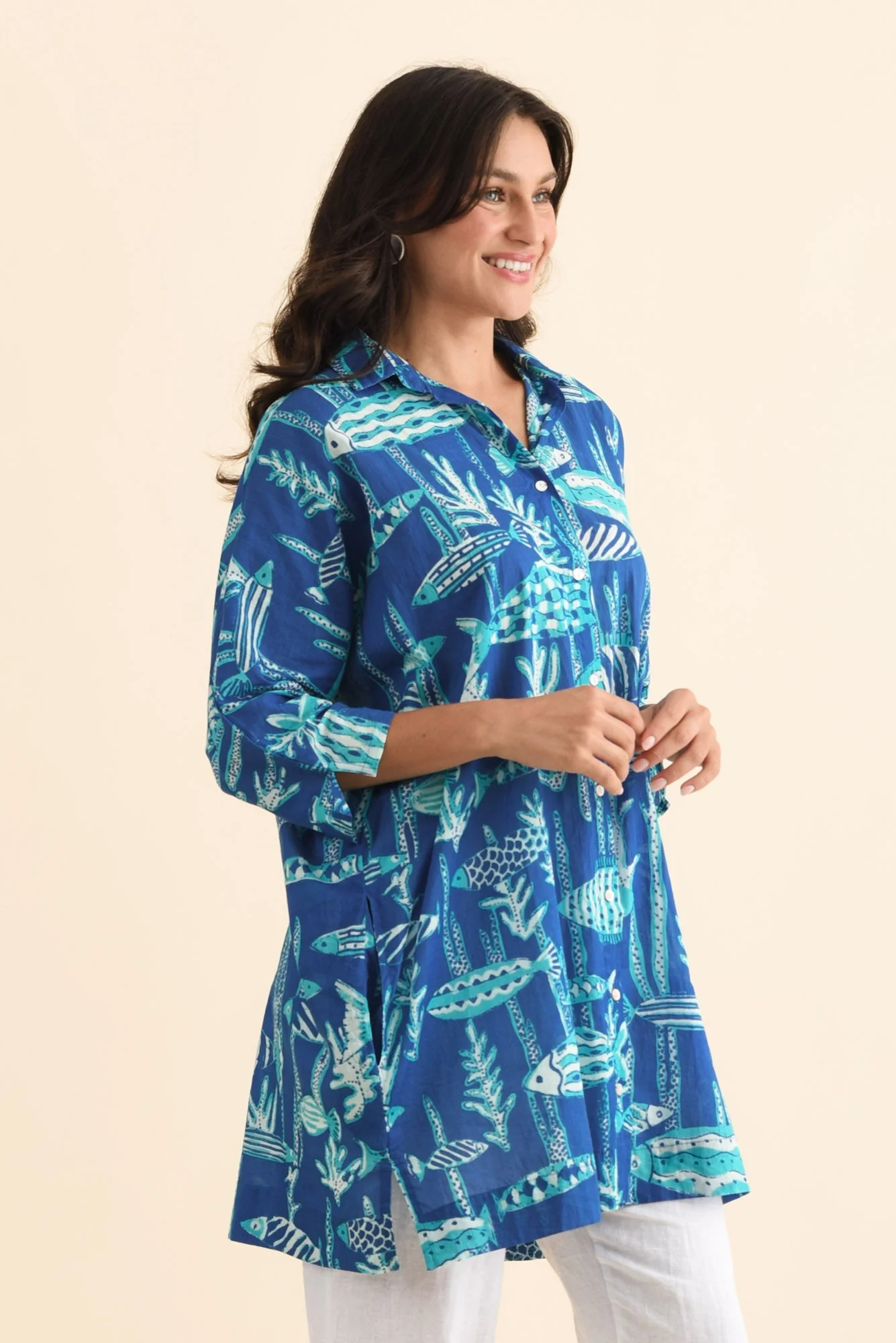 Carden Cobalt Sea Cotton Tunic - Image 3