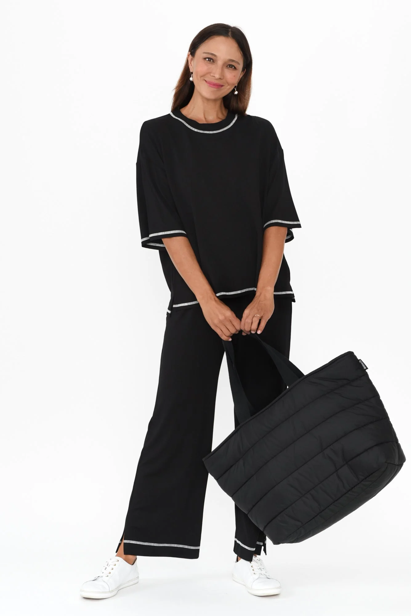 Carey Black Trim Bamboo Culotte Pants - Image 2