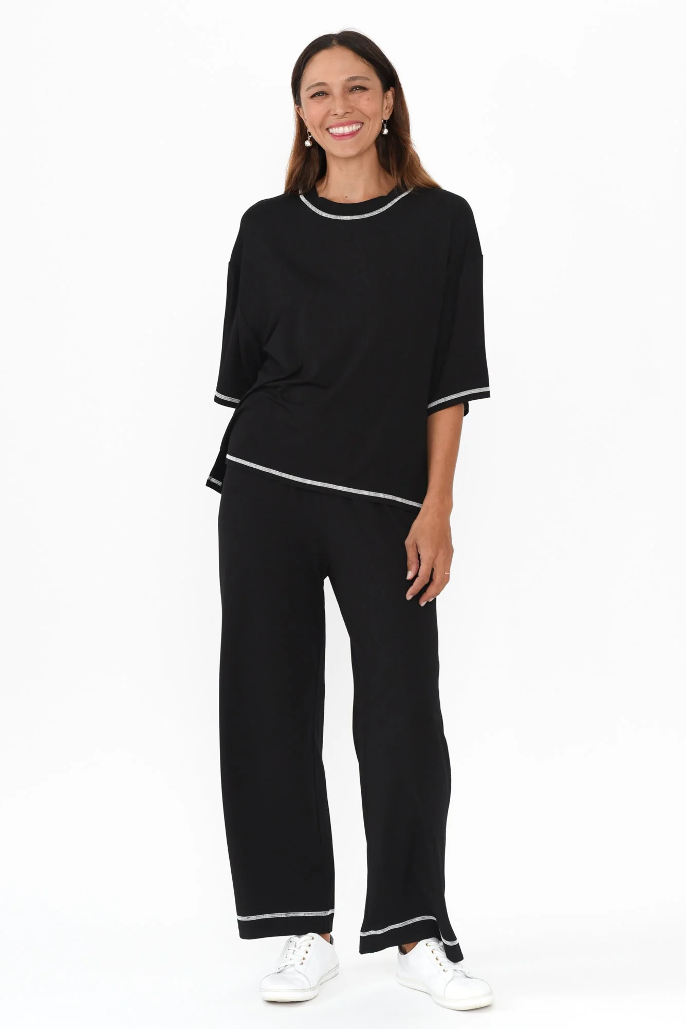Carey Black Trim Bamboo Culotte Pants - Image 6