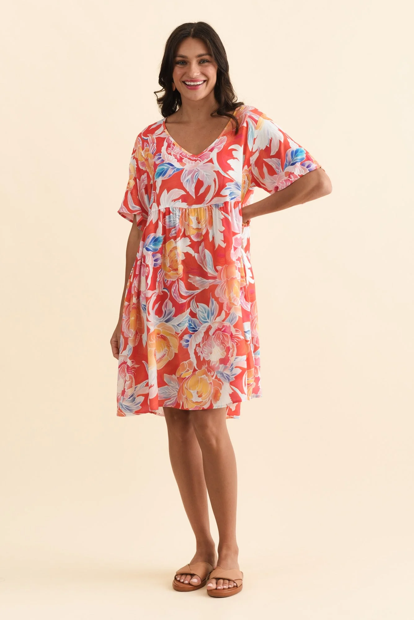 Carlita Coral Flower Pocket Dress - Image 2