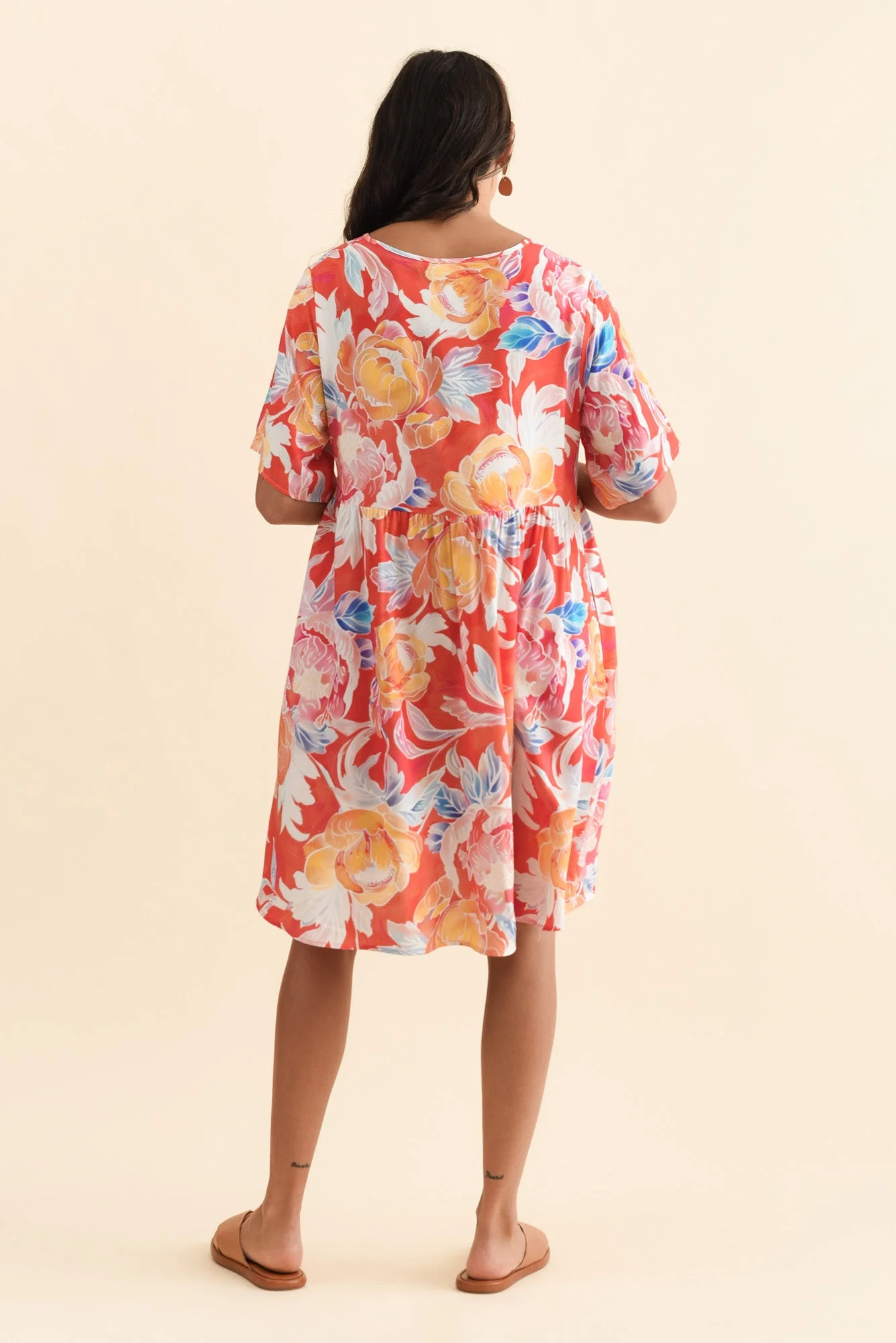 Carlita Coral Flower Pocket Dress - Image 4