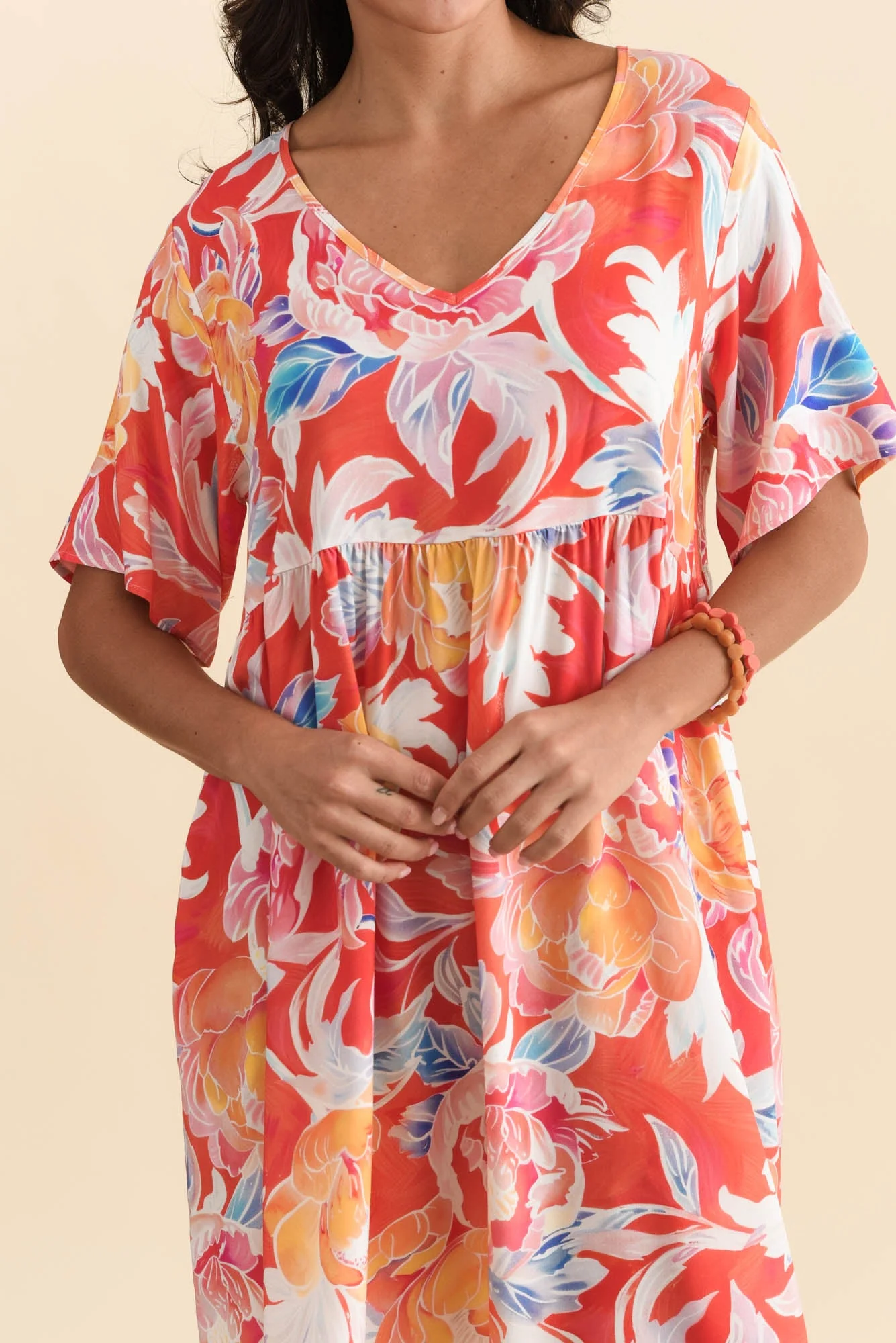 Carlita Coral Flower Pocket Dress - Image 5