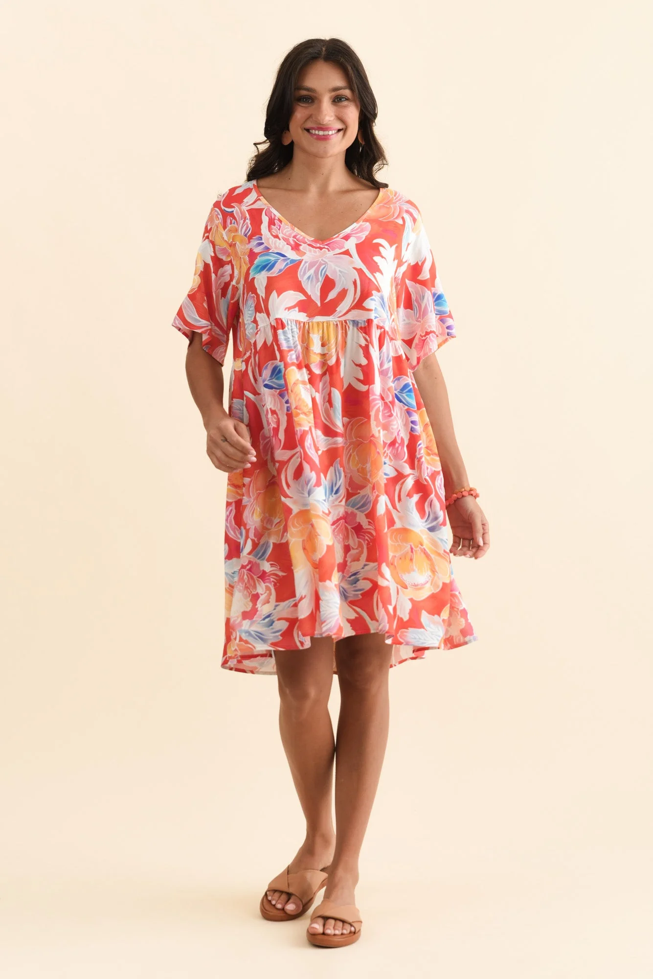 Carlita Coral Flower Pocket Dress - Image 6