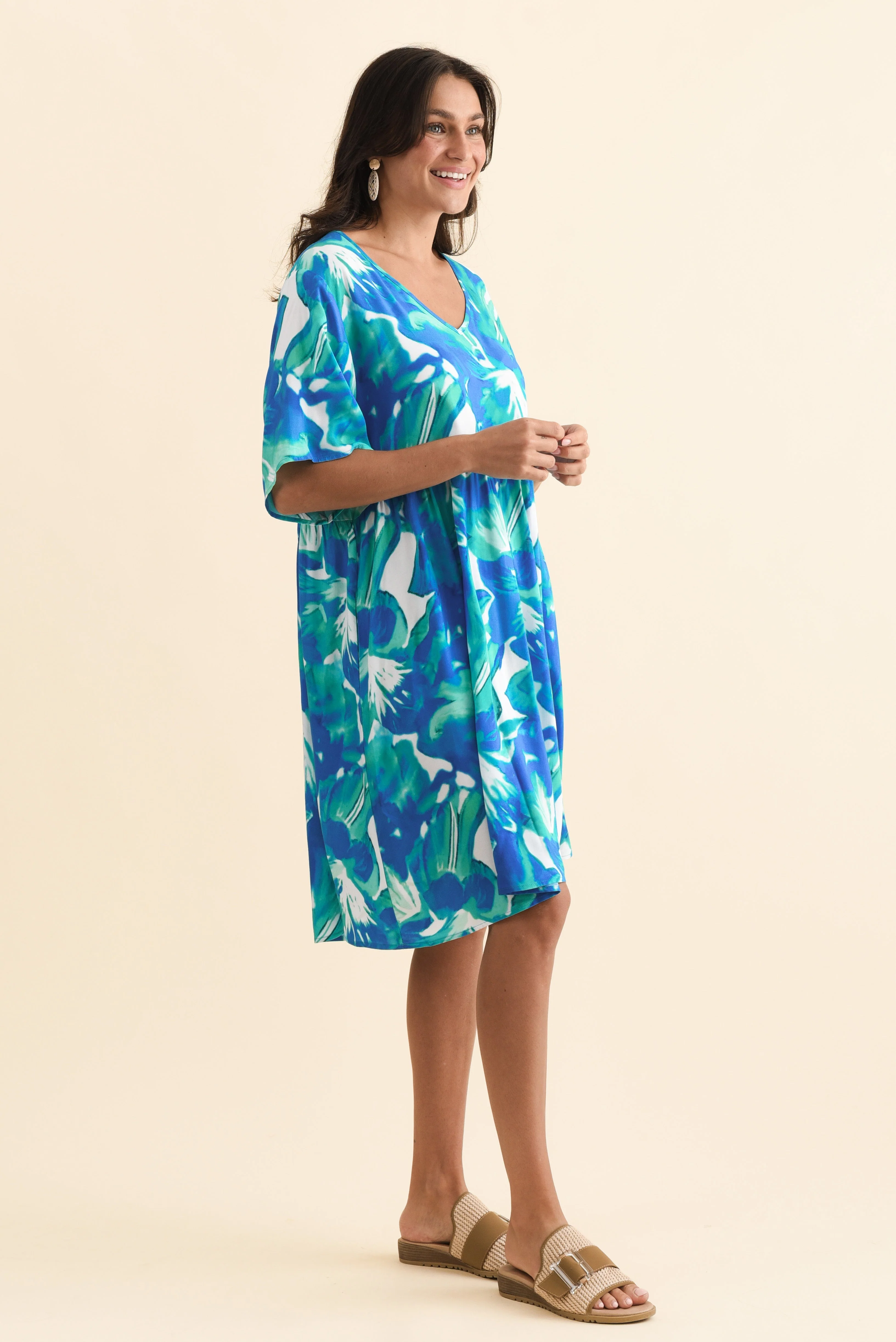 Carlita Green Watercolor Pocket Dress - Image 3