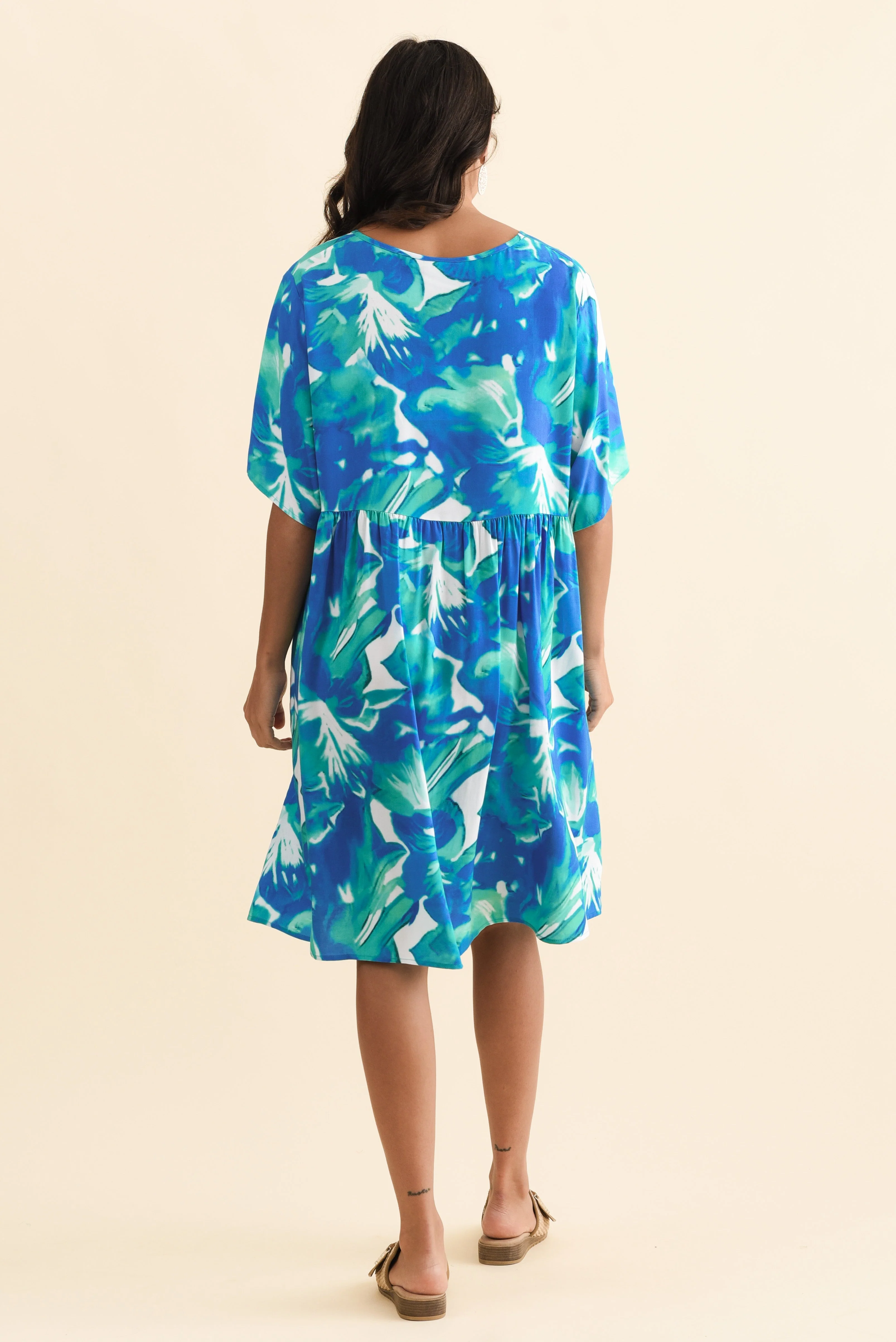 Carlita Green Watercolor Pocket Dress - Image 4