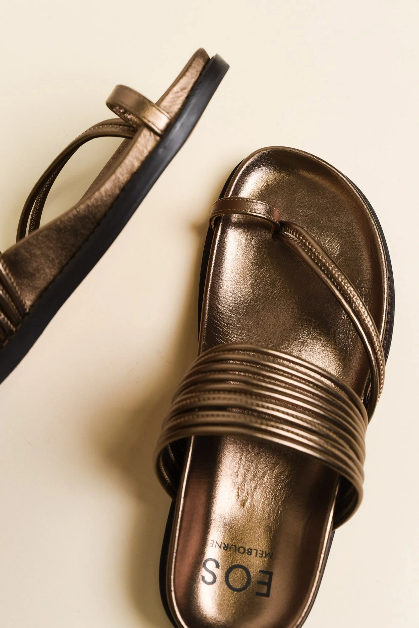 Carmelle Bronze Leather Strappy Slide - Image 3
