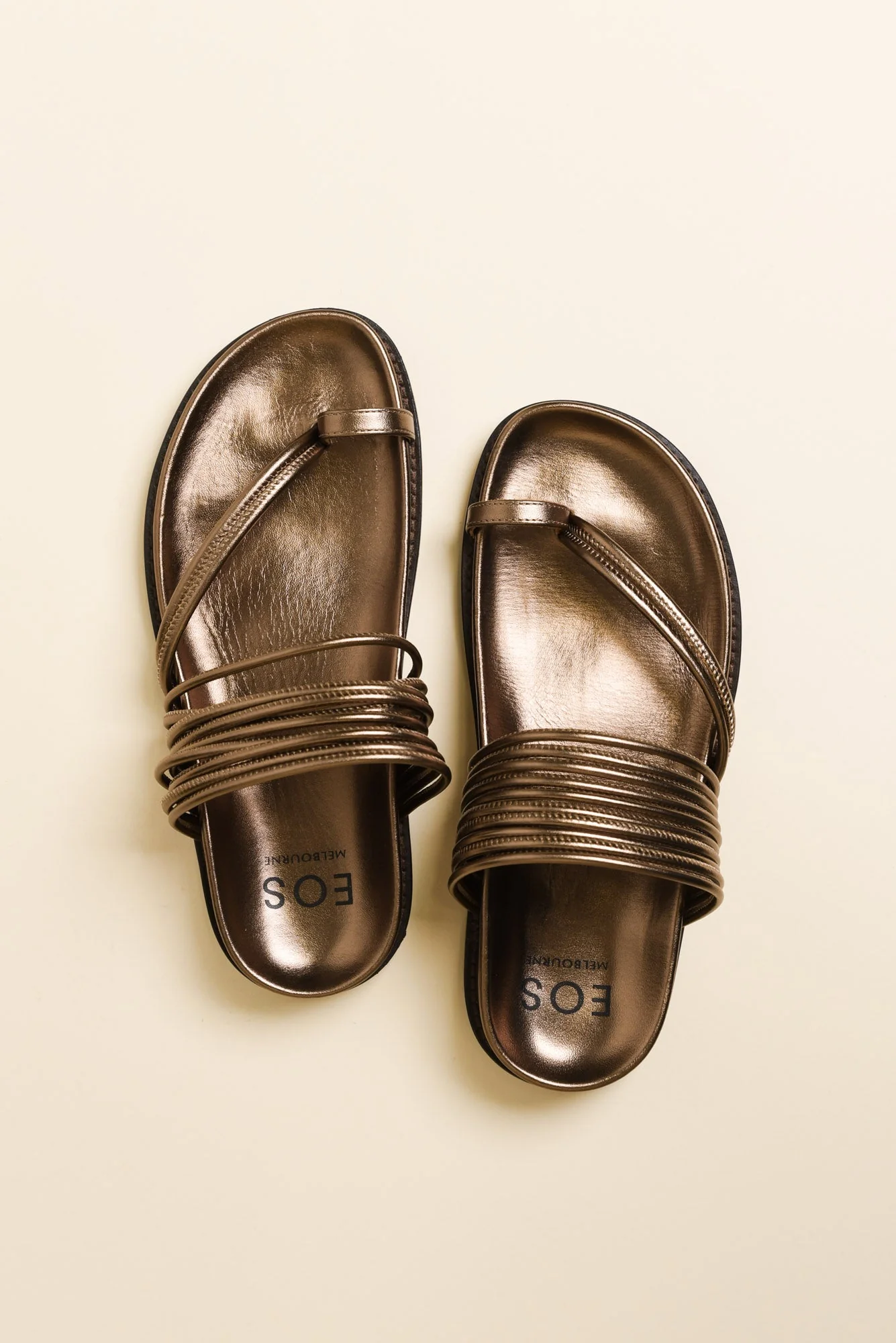 Carmelle Bronze Leather Strappy Slide - Image 4