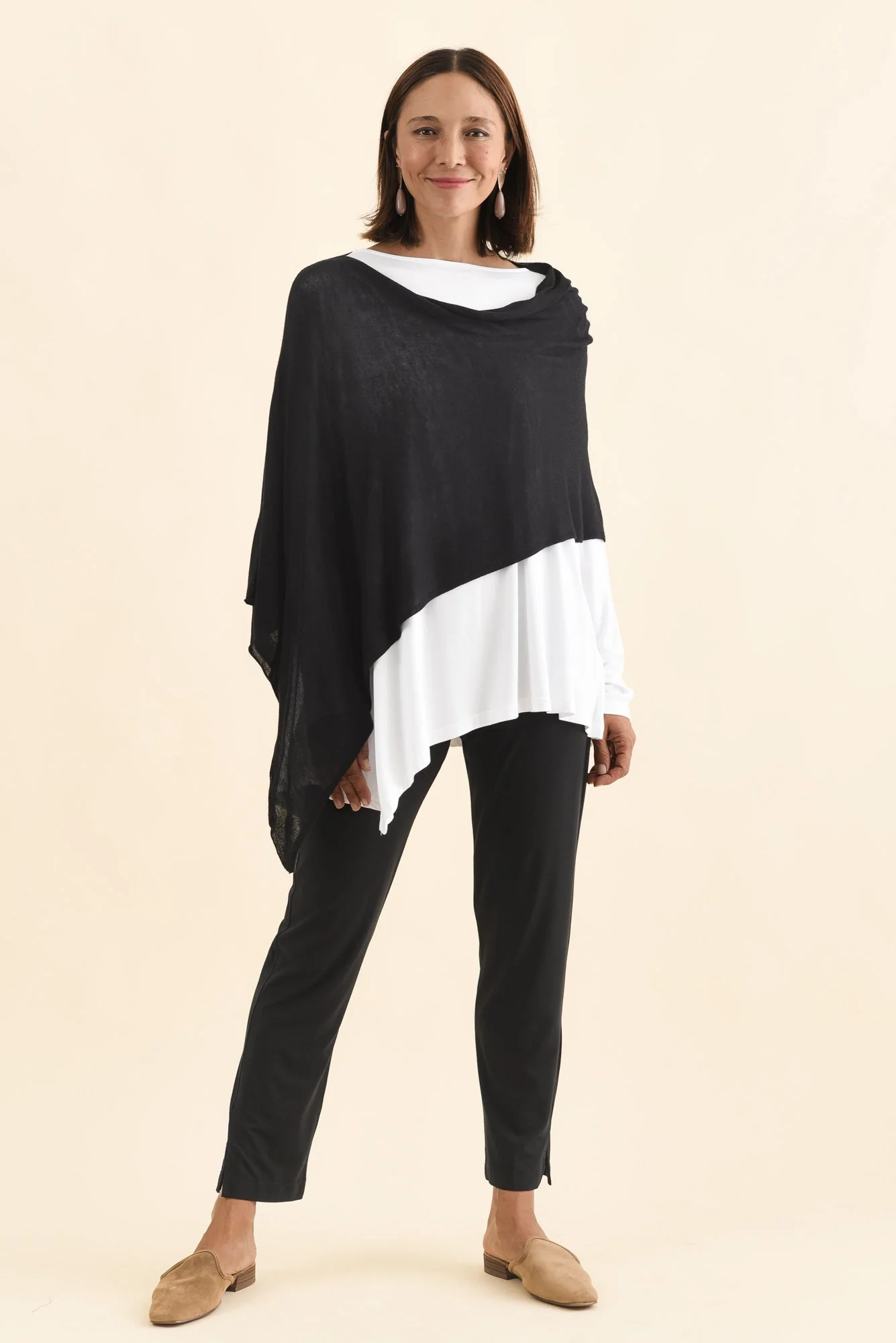Carrie Black Cashmere Bamboo Poncho - Image 6