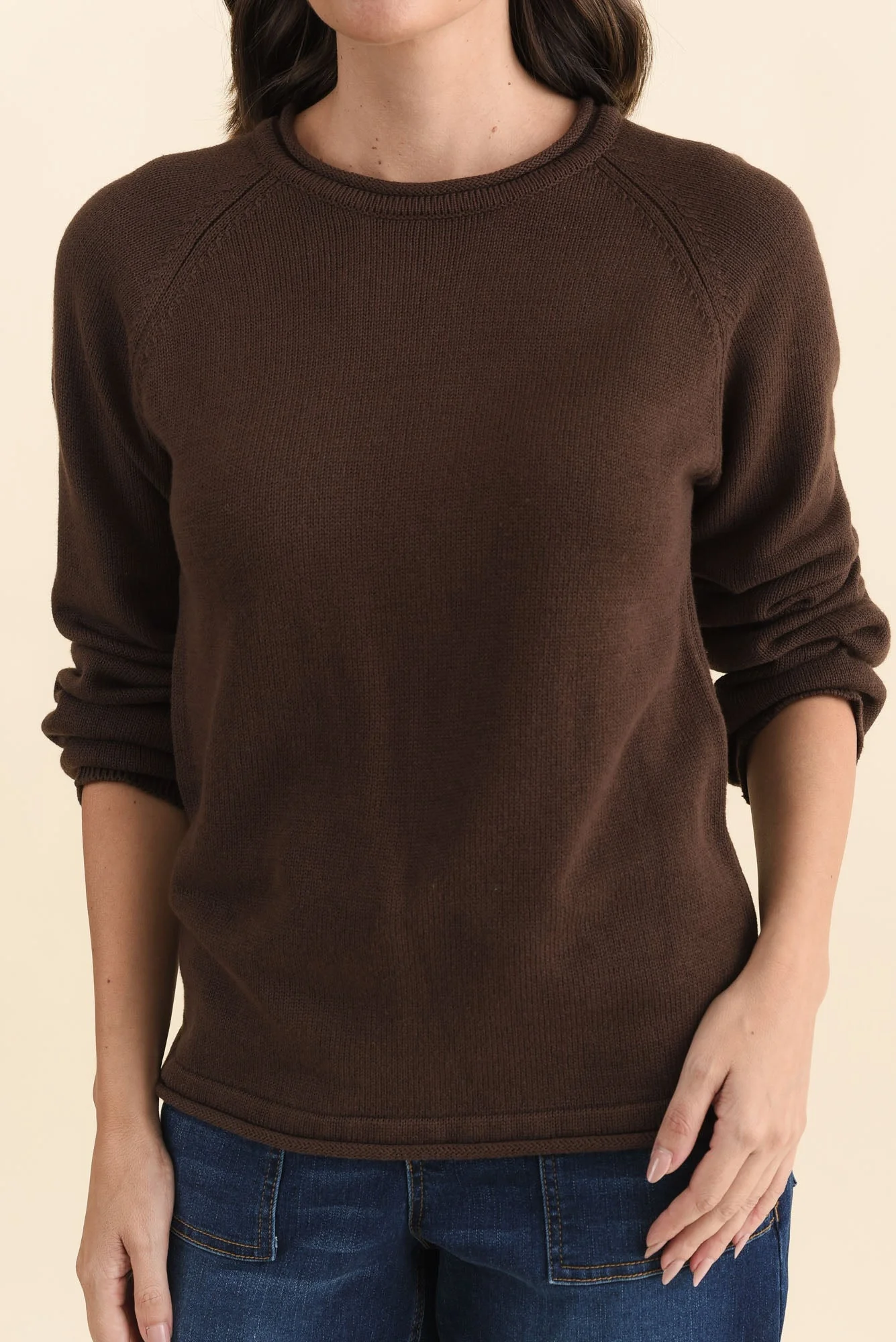 Carrie Chocolate Cotton Knit Sweater - Image 5