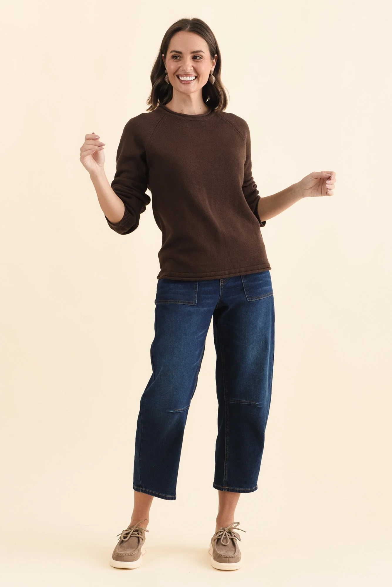 Carrie Chocolate Cotton Knit Sweater - Image 6