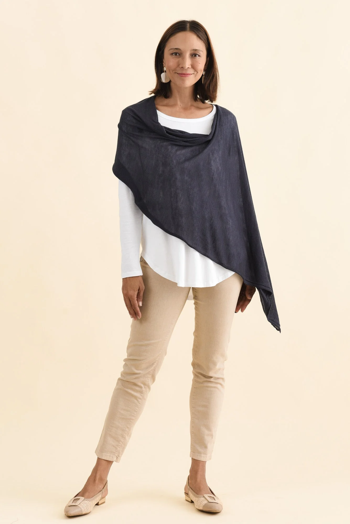 Carrie Navy Cashmere Bamboo Poncho - Image 2