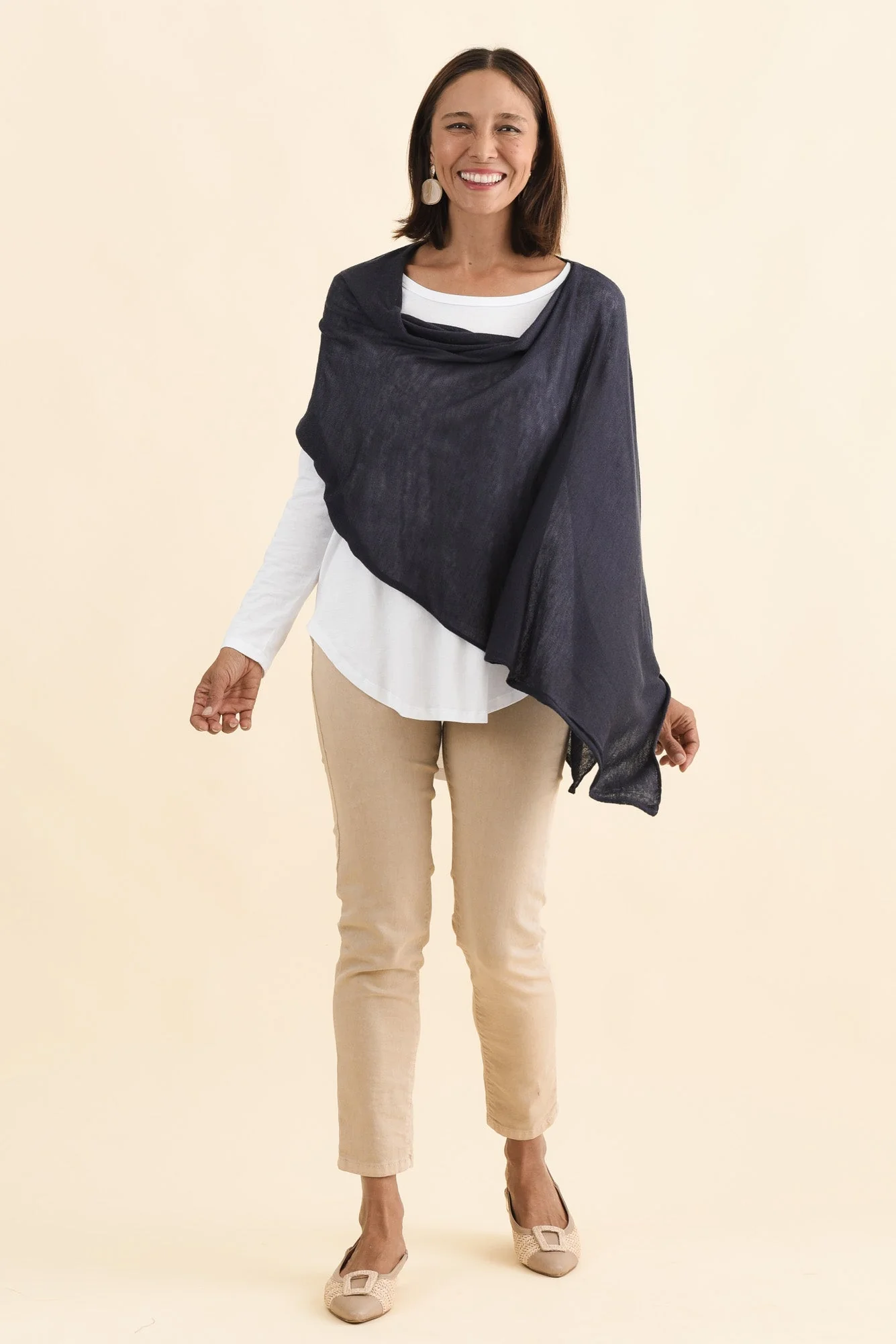 Carrie Navy Cashmere Bamboo Poncho - Image 7