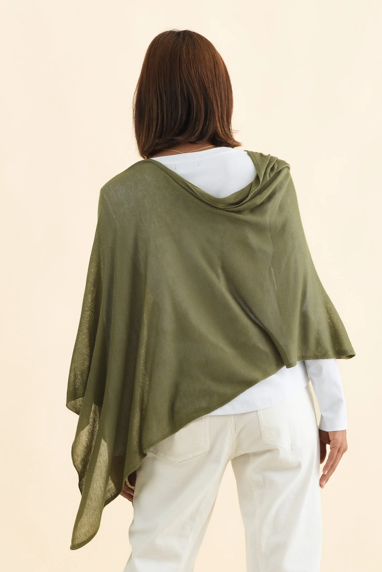 Carrie Olive Cashmere Bamboo Poncho - Image 4