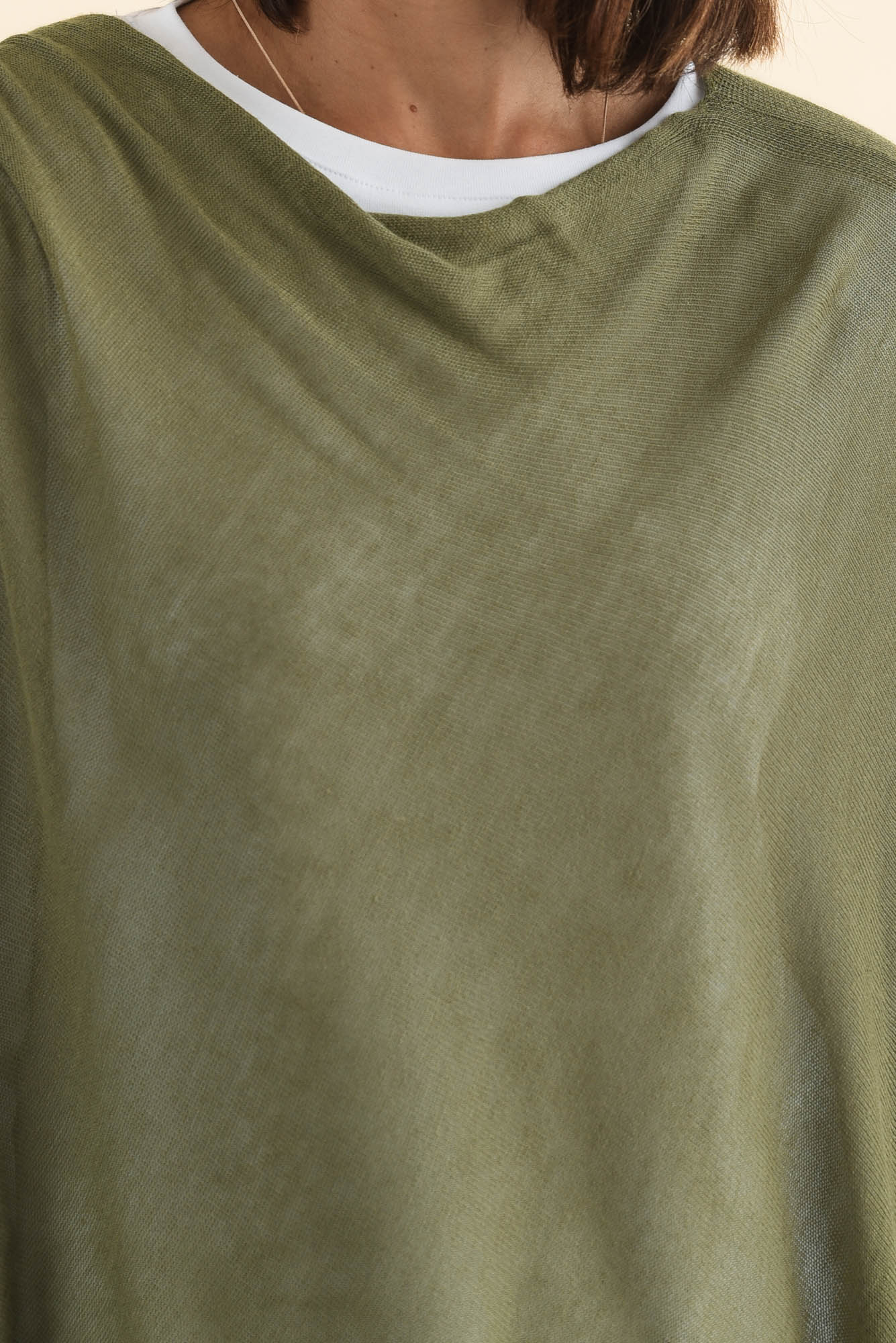 Carrie Olive Cashmere Bamboo Poncho - Image 5