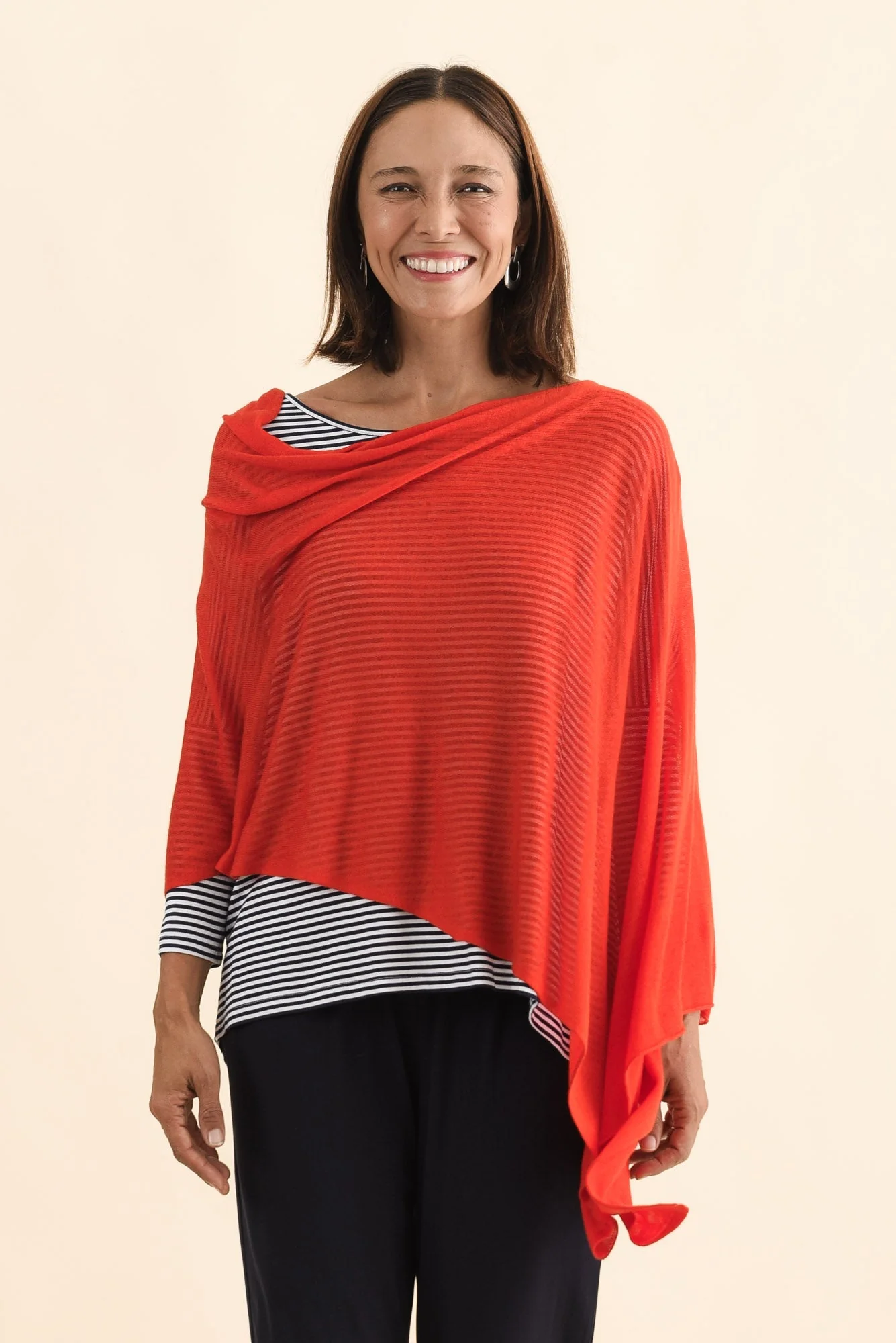 Carrie Red Cashmere Bamboo Poncho - Image 2
