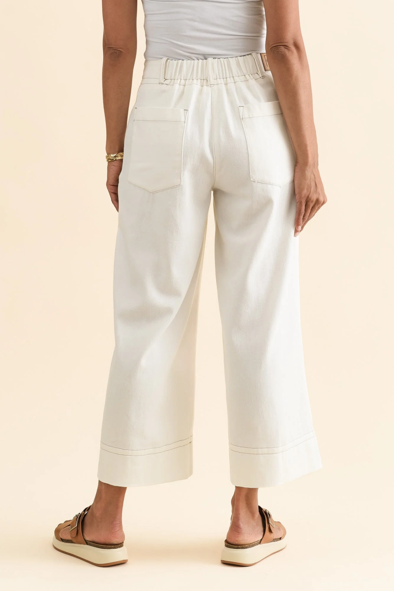 Carsen Cream Wide Leg Jeans - Image 5