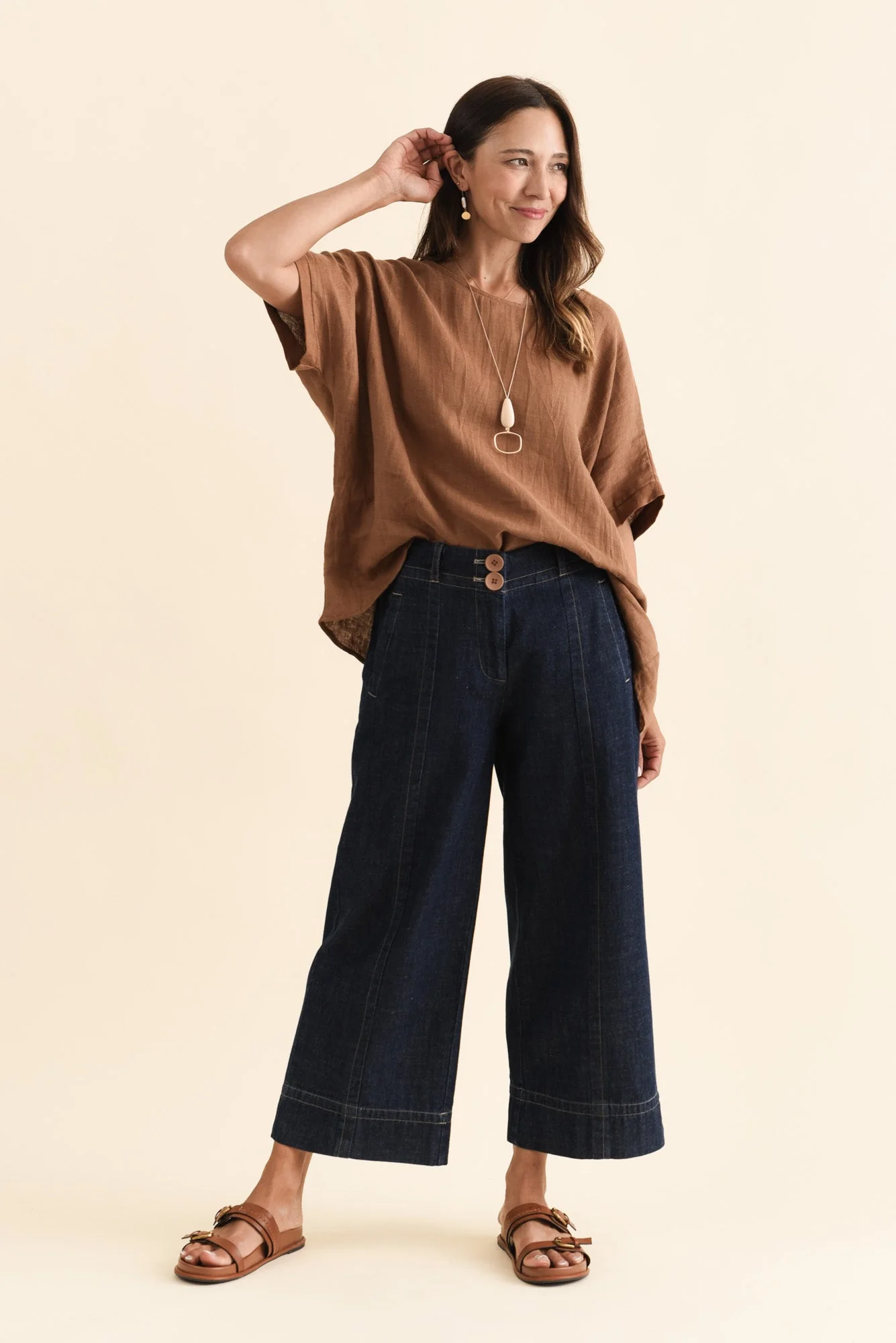 Carsen Dark Blue Wide Leg Jeans - Image 2