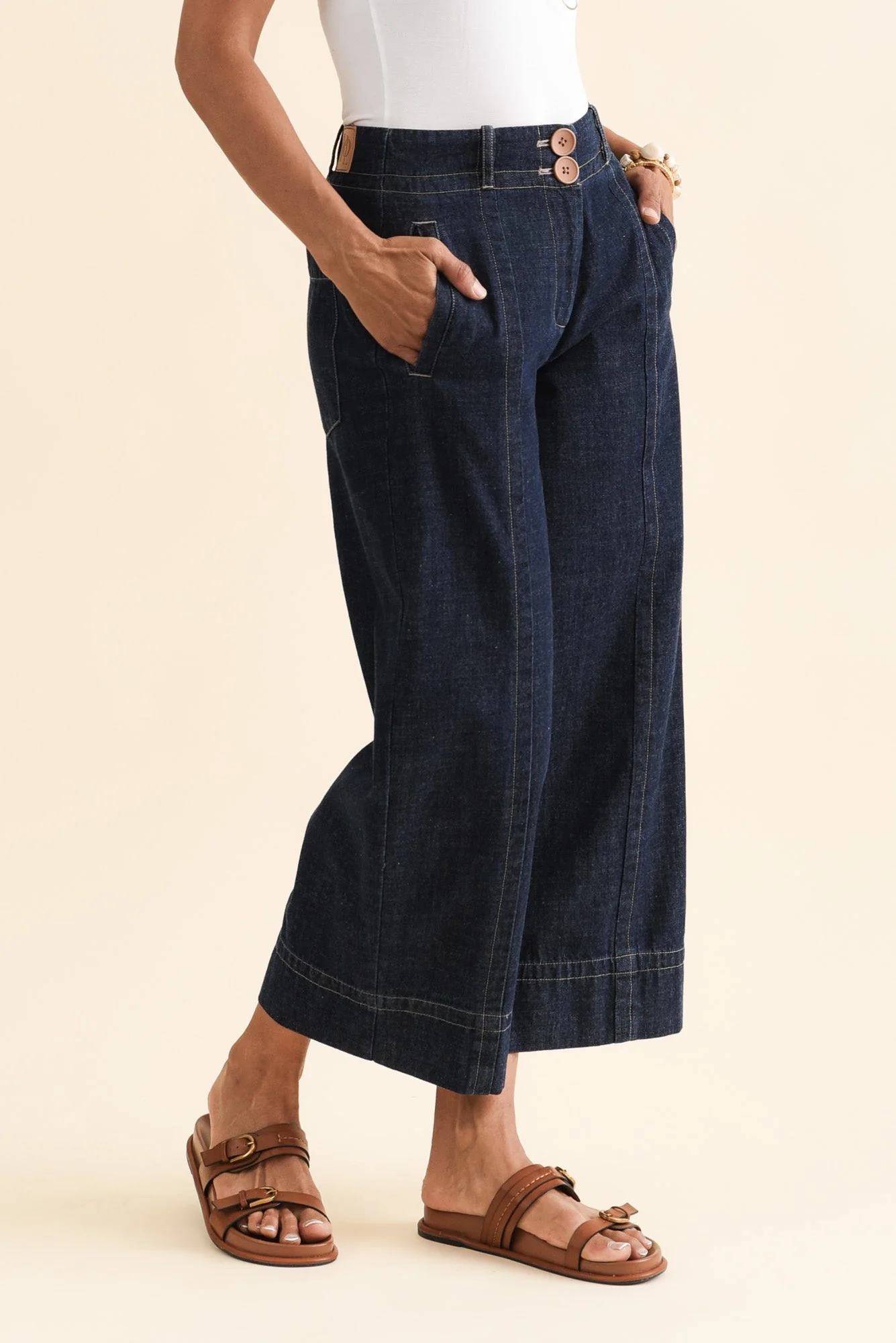 Carsen Dark Blue Wide Leg Jeans - Image 3
